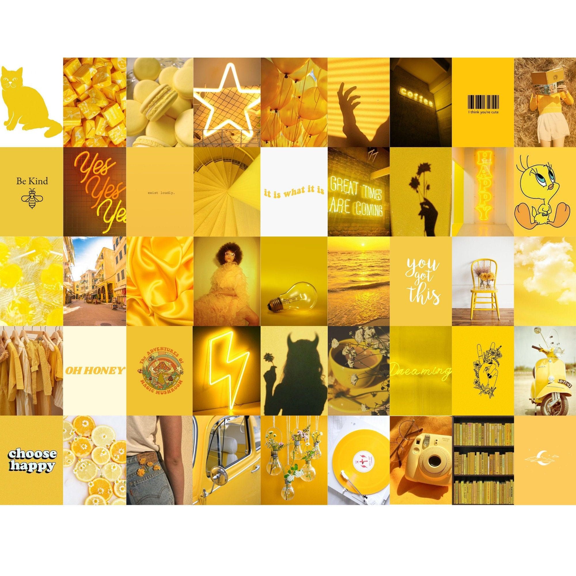 Gelb Hintergrundbild 2000x2000. Gelbe Foto Wand Collage Kit gelb Ästhetik hellgelb instant
