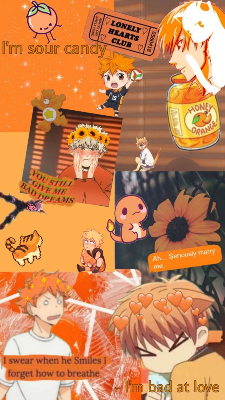 Orange Hintergrundbild 720x1280. Orange Aesthetic Anime Wallpaper