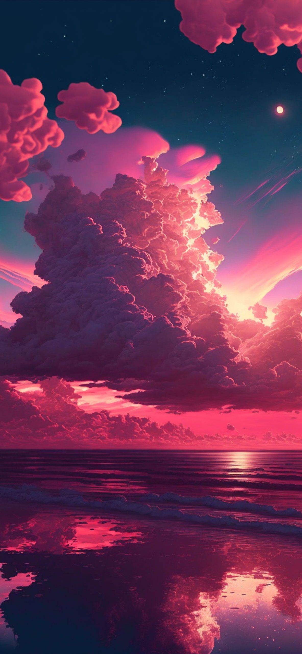  Rosa Hintergrundbild 1183x2560. Sea & Clouds Pink Aesthetic Wallpaper Clouds Wallpaper