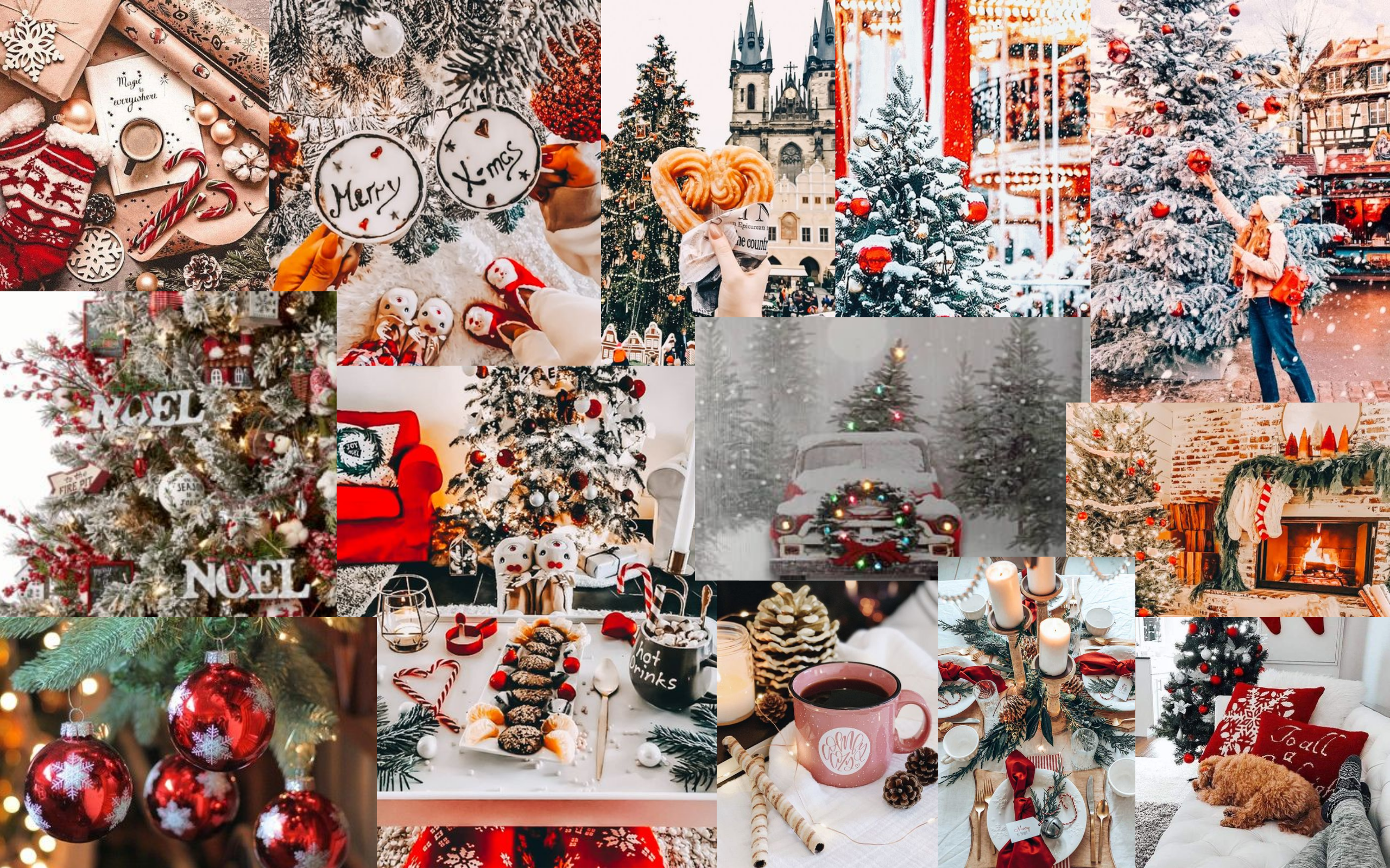 Weihnachten Hintergrundbild 2560x1600. Aesthetic Christmas Collage Desktop Wallpaper