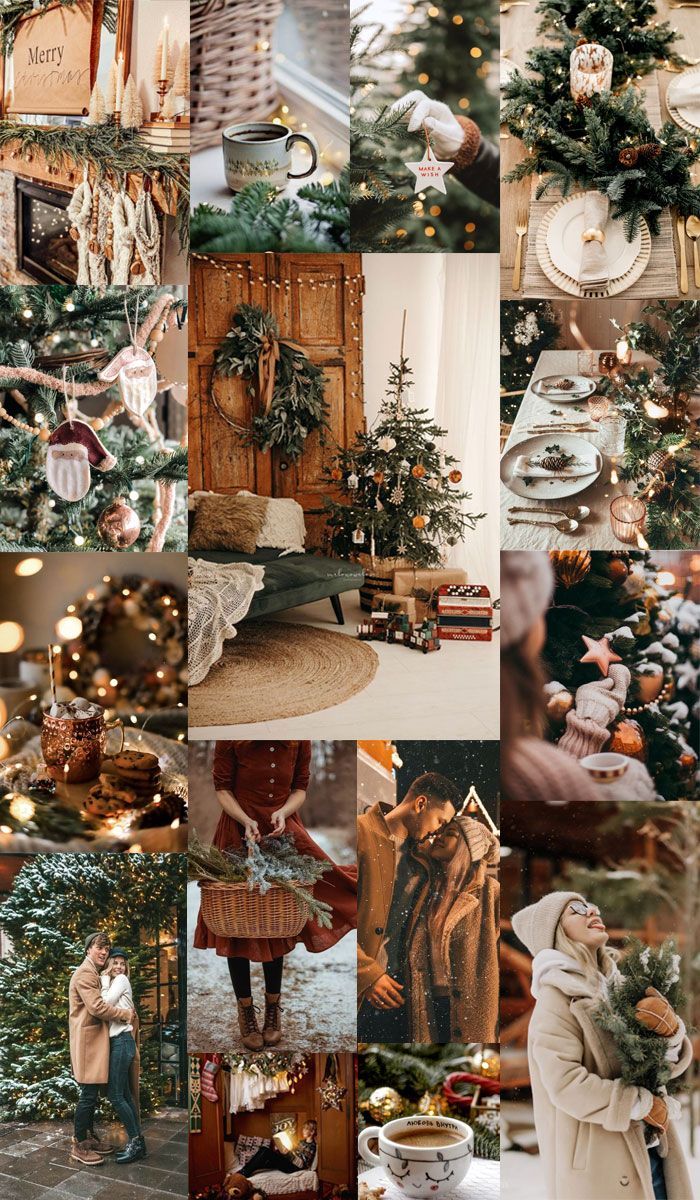 Weihnachten Hintergrundbild 700x1200. Christmas Collage Aesthetic Ideas : Rustic Elegant Theme