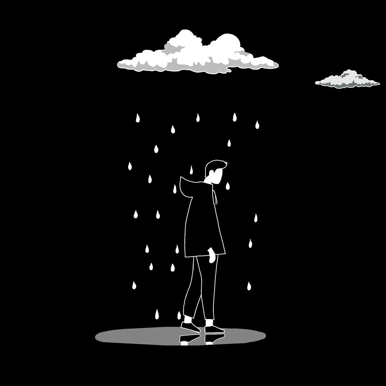 Traurig Hintergrundbild 1280x1280. Einsam Mann Regen Bild auf Pixabay