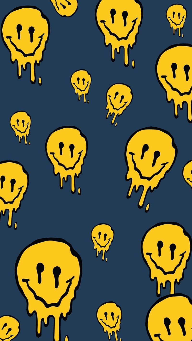  Smileys Hintergrundbild 800x1422. Aesthetic, blue, mr, patterns, yellow, tumblr, hello, dark blue, remix, smiley, HD phone wallpaper
