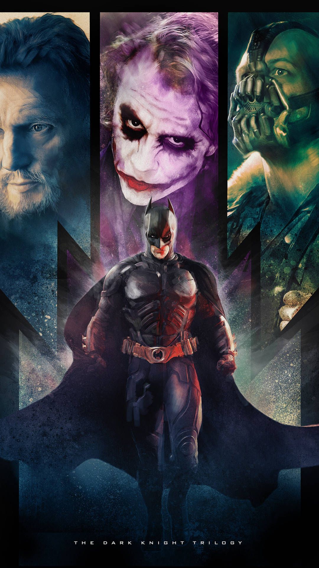 The Dark Knight Hintergrundbild 1080x1920. Download The Dark Knight Trilogy Aesthetic Fan Art Wallpaper
