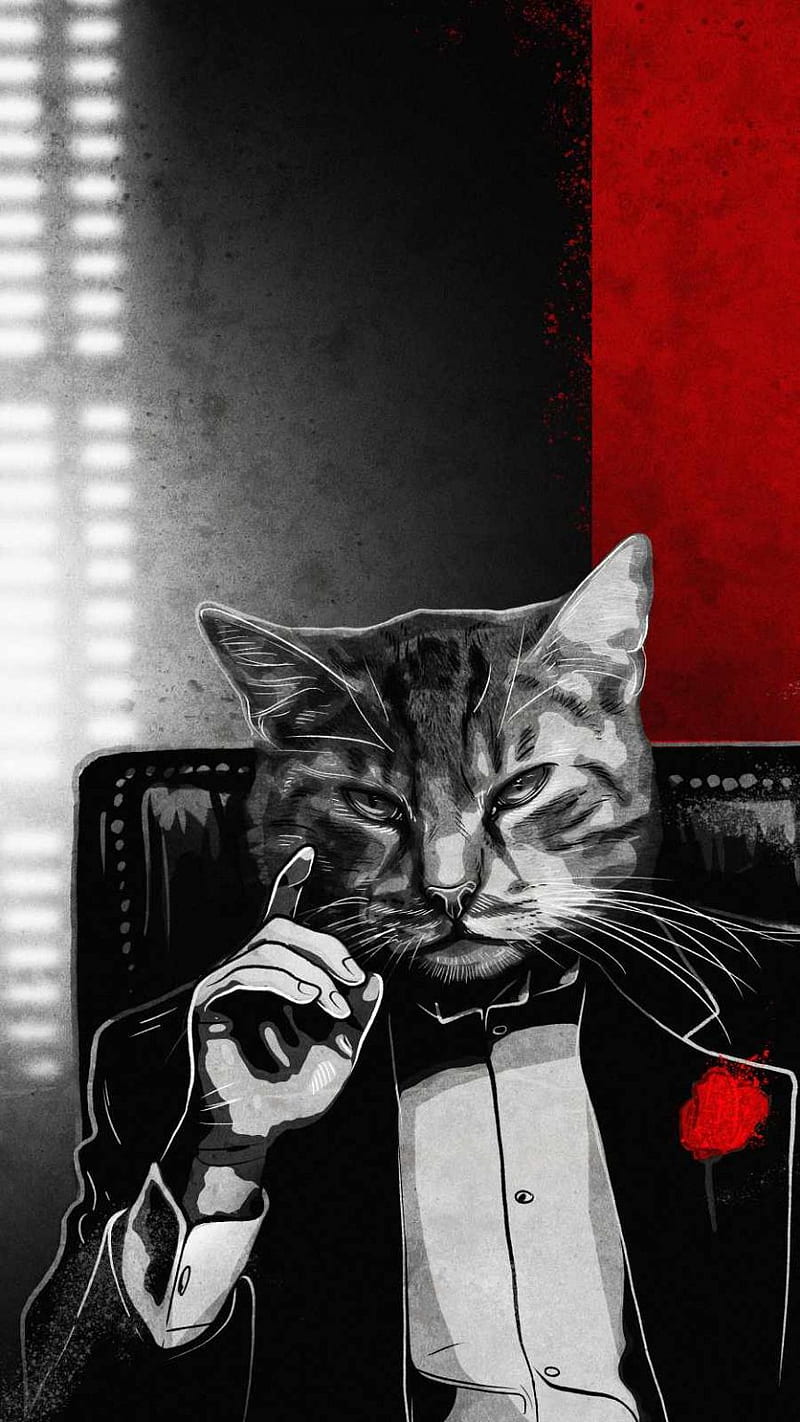 The Godfather Hintergrundbild 800x1422. Godfather Cat, red, white, catfather, black, HD phone wallpaper
