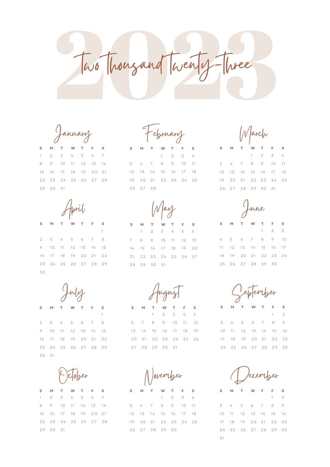  2023 Kalender Hintergrundbild 1131x1600. Simple Aesthetic Monthly Calendar 2023 Poster by Canva. Calendar template, Calendar printables, Marketing calendar template