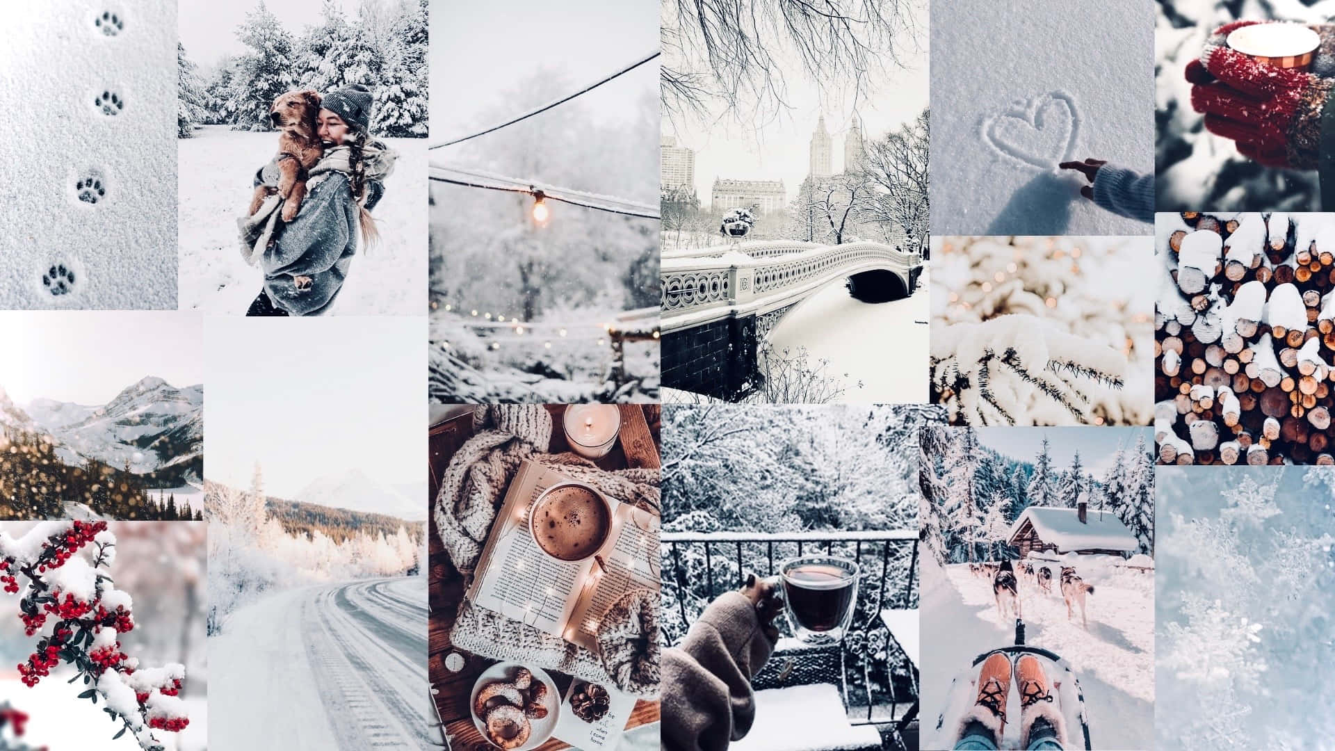 Winter Hintergrundbild 1920x1080. Download Winter Aesthetic Collage Wallpaper