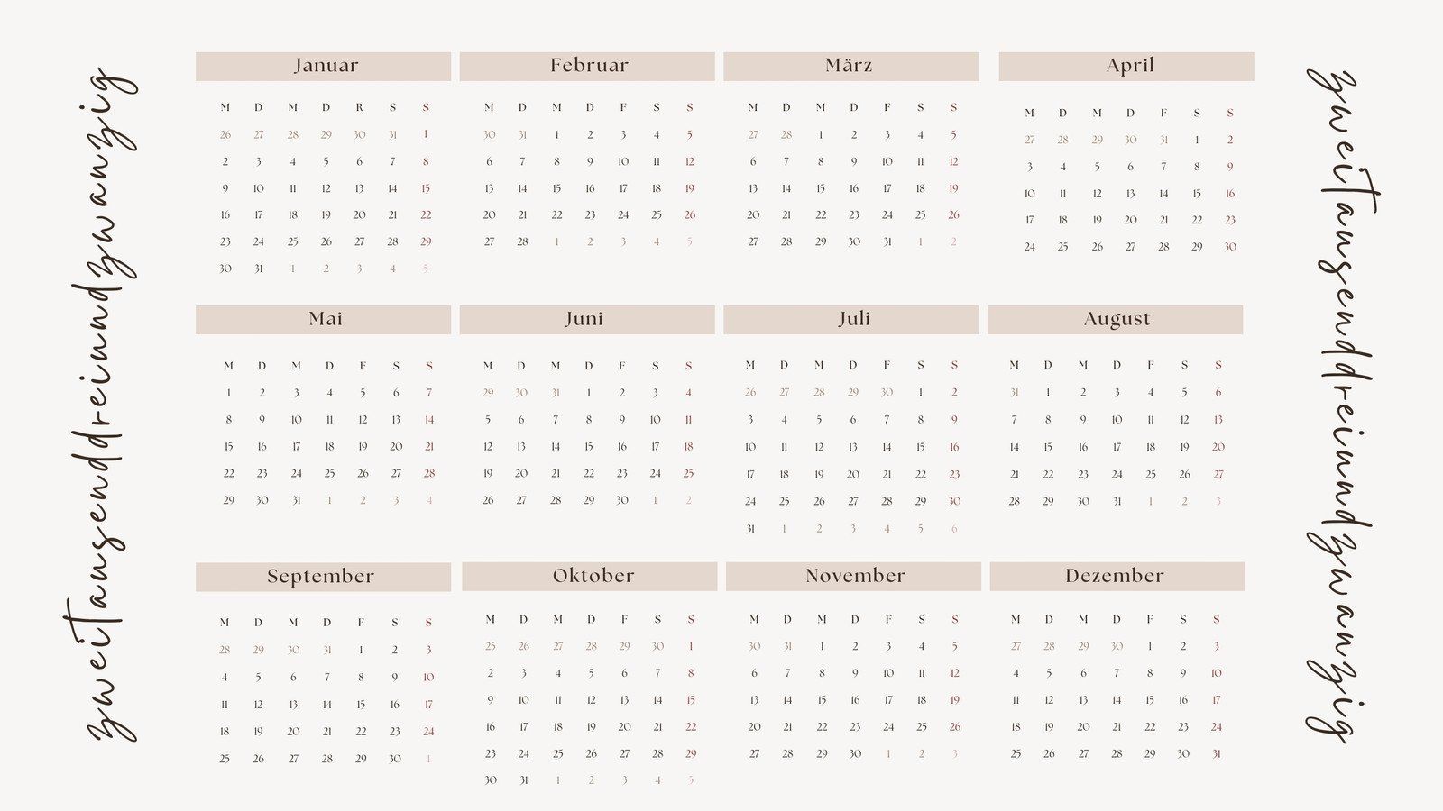 Kalender 2023 Hintergrundbild 1600x900. Kostenlose Vorlagen für Kalender