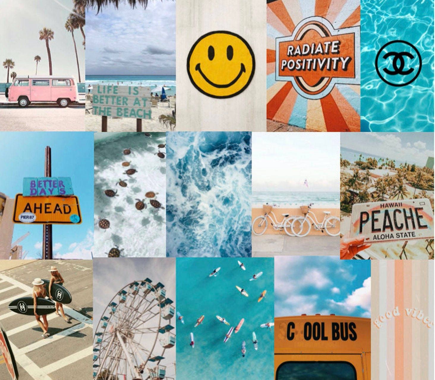 Sommer Hintergrundbild 1464x1278. Download Cute Collage Bright Summer Aesthetic Wallpaper