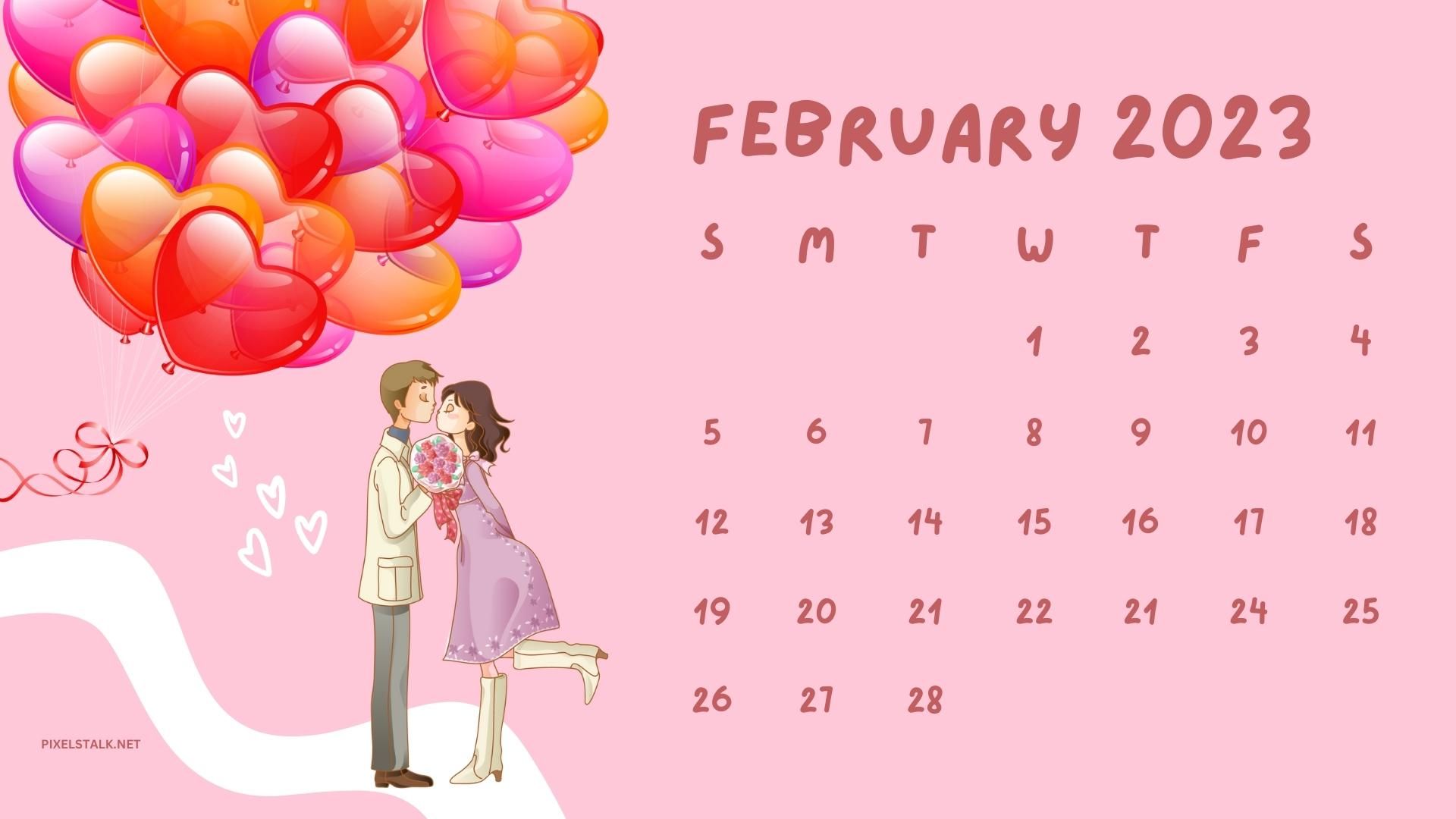 Kalender 2023 Hintergrundbild 1920x1080. February 2023 Calendar Desktop Wallpaper