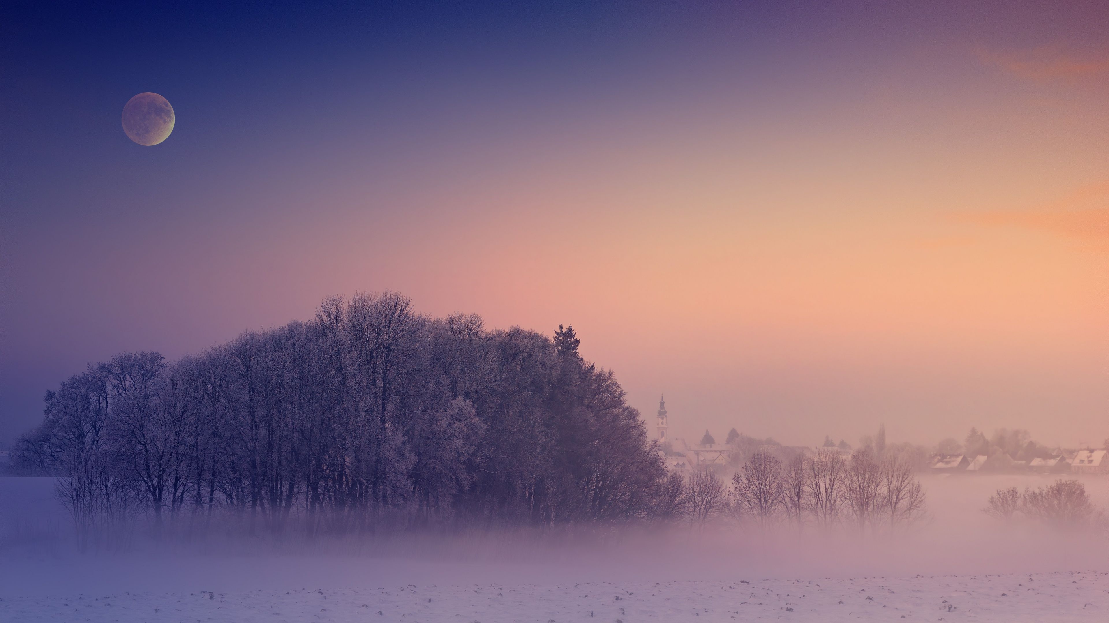 Winter Hintergrundbild 3840x2160. Winter Wallpaper 4K, Aesthetic, Morning, Nature