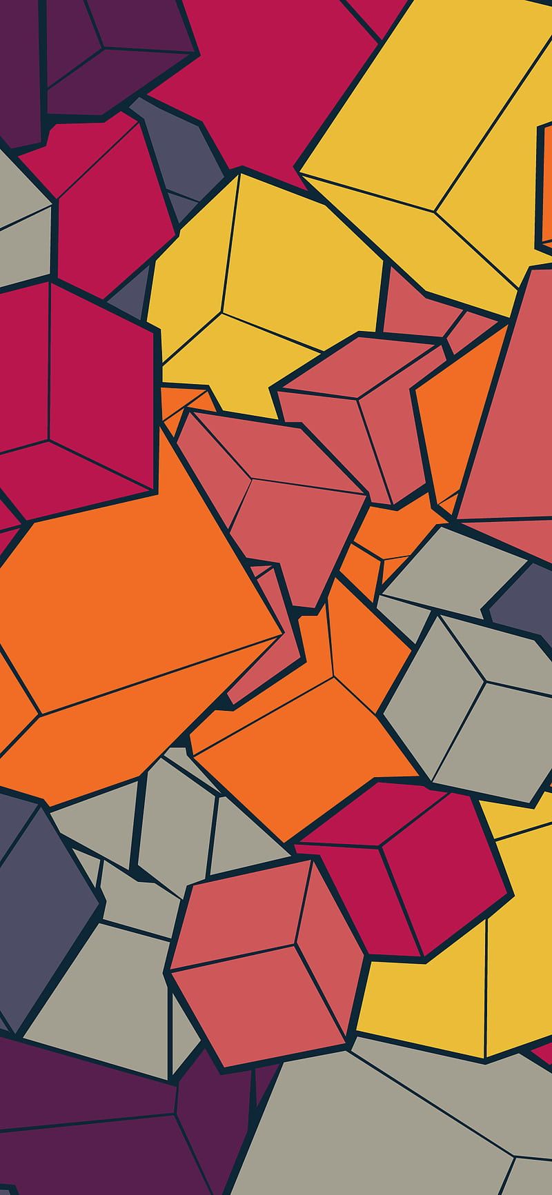 Abstrakt Hintergrundbild 800x1733. Cubes, 3 dimensional, 3D, abstract, aesthetic, colartive, colorful, flat colors, HD phone wallpaper
