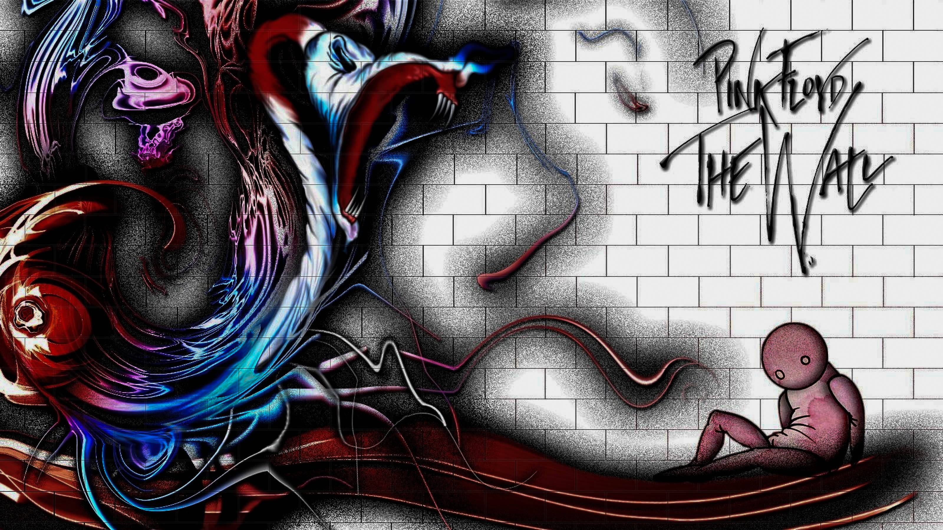 Graffiti Hintergrundbild 3200x1800. Download Pink Floyd 4k The Wall Graffiti Aesthetic Wallpaper