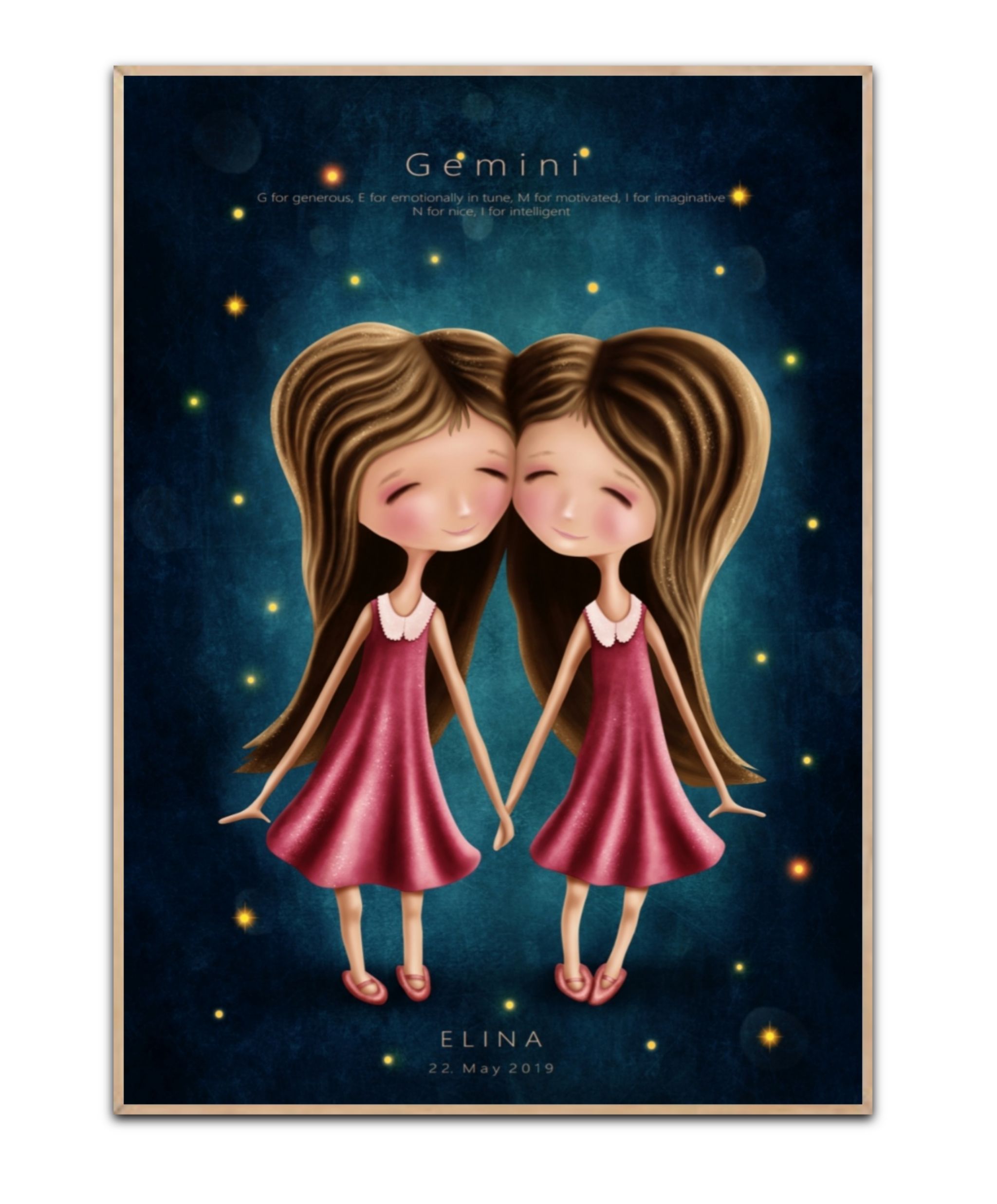 Freundschaft Hintergrundbild 2048x2472. Stjernetegn Tvillingen pige, med valgfrit navn og Dato