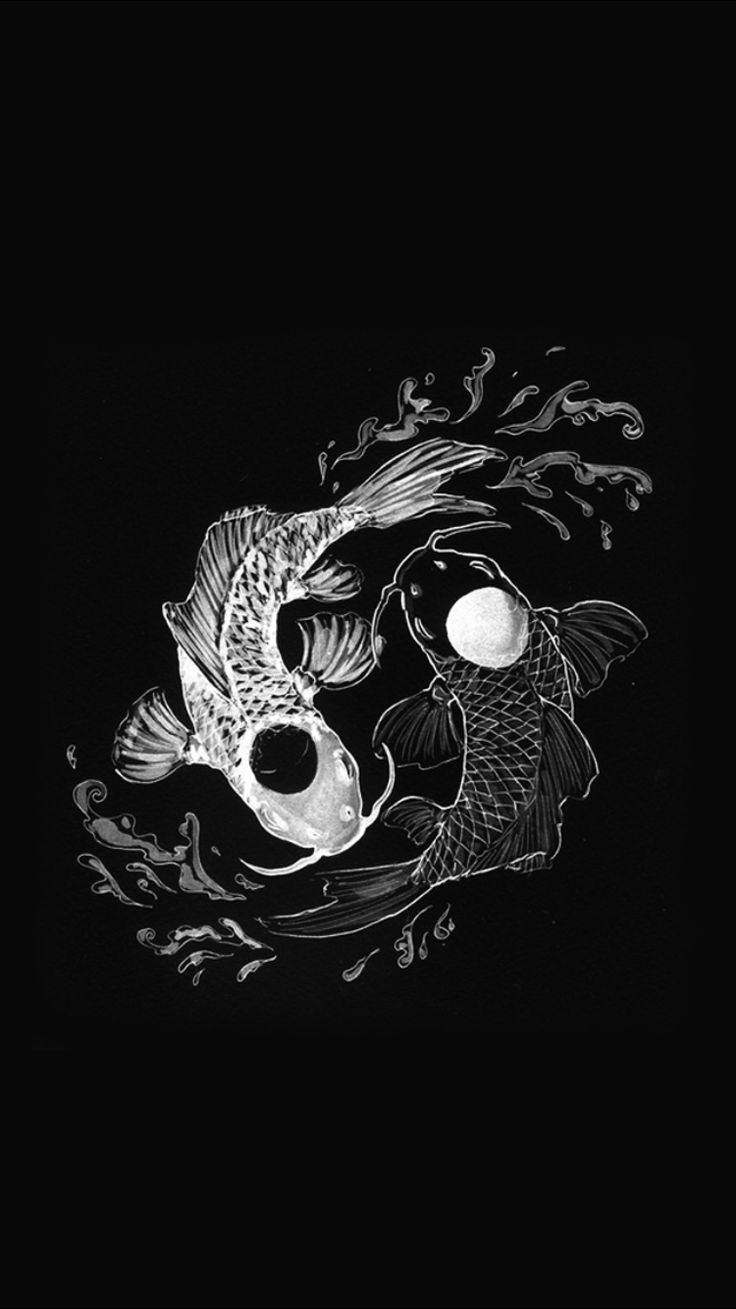  Fisch Hintergrundbild 736x1309. koi fish. Yin yang art, Art wallpaper, Black aesthetic wallpaper