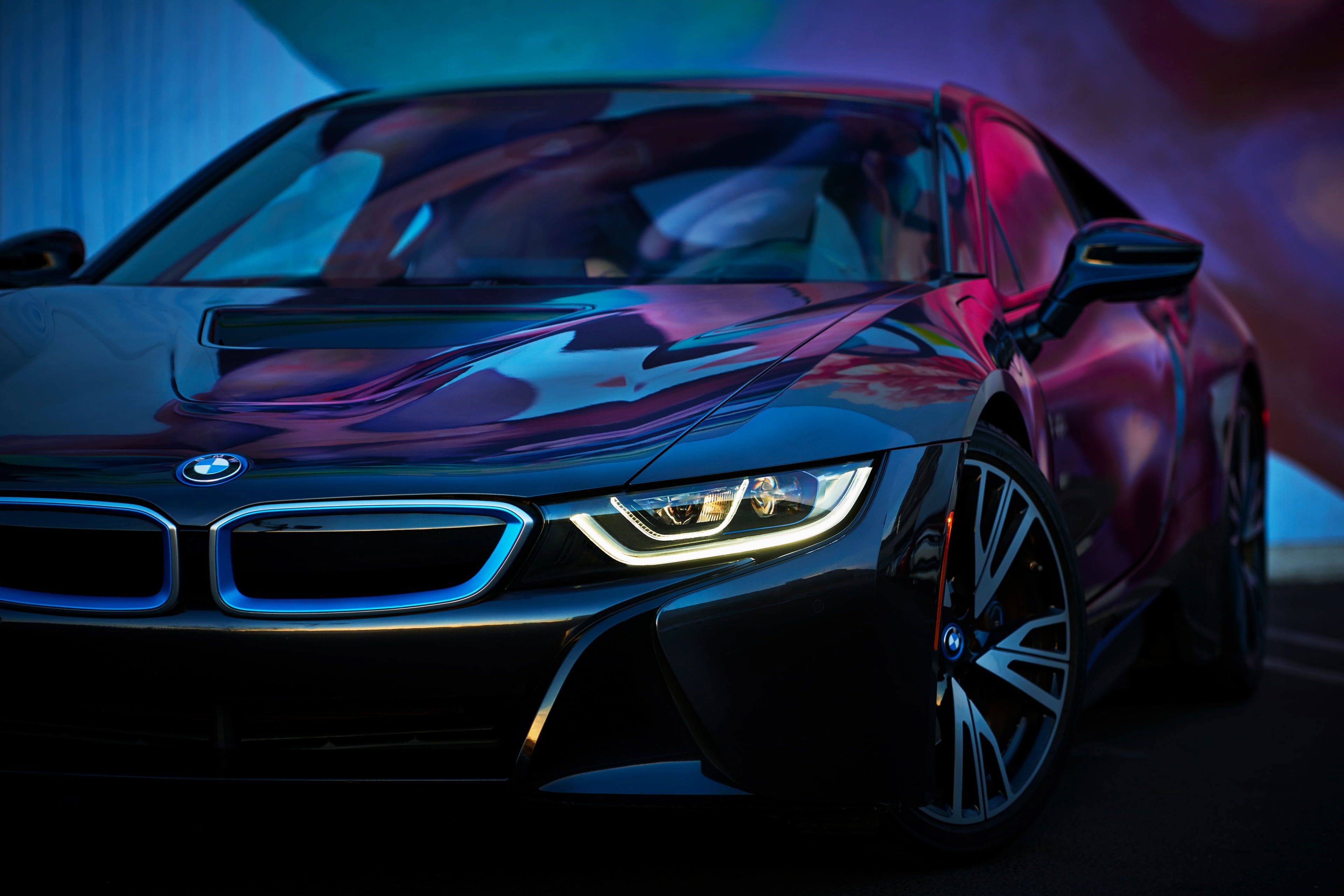  BMW HD Hintergrundbild 3840x2562. Black BMW sedan wallpaper, car, BMW i cyan, pink, neon glow, motor vehicle. Bmw wallpaper, Bmw i Super cars