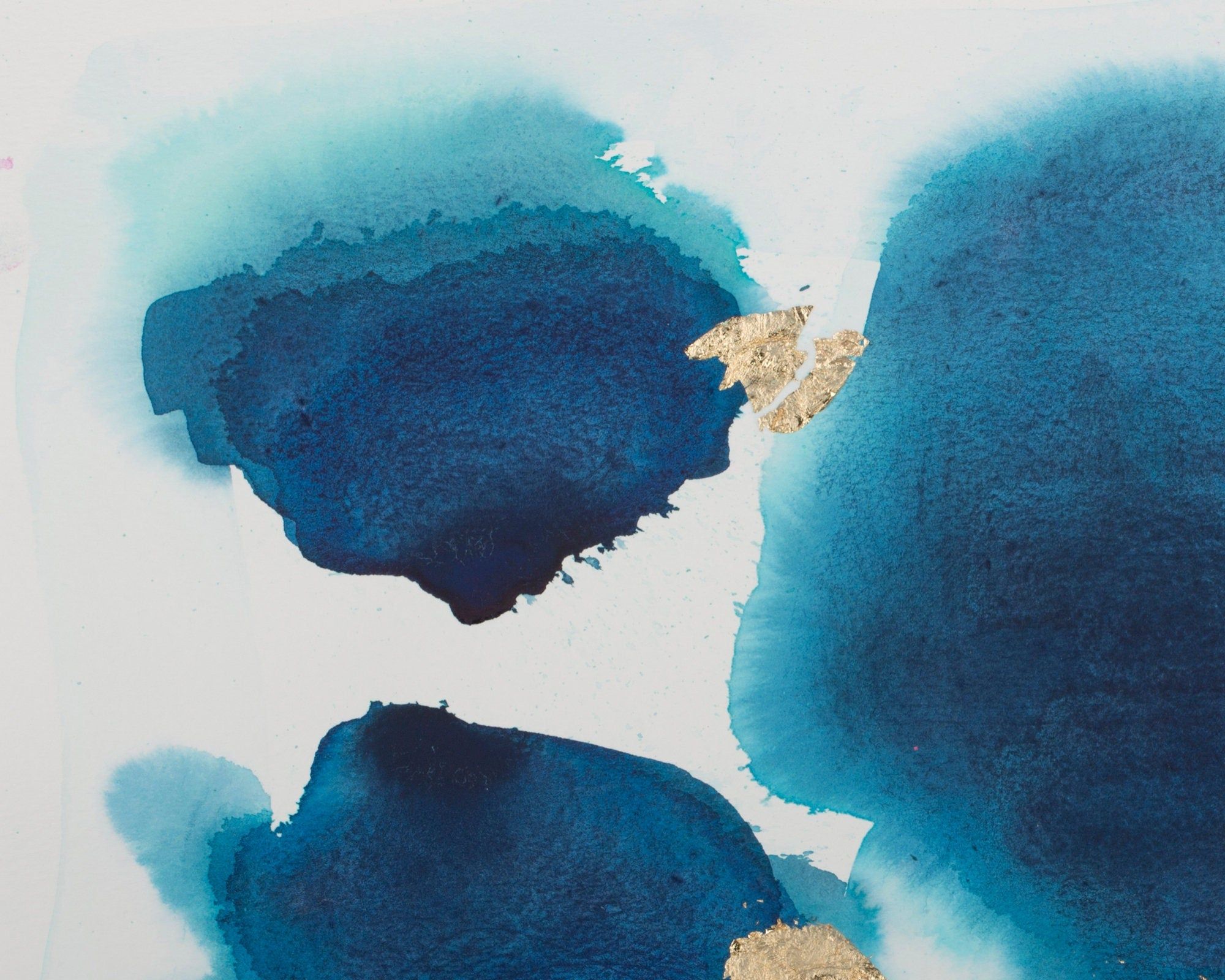  Boho Hintergrundbild 2000x1600. Boho Tapete original marineblaues Aquarell, neutrale und einfache Wohnzimmerdekoration Blattgoldmalerei