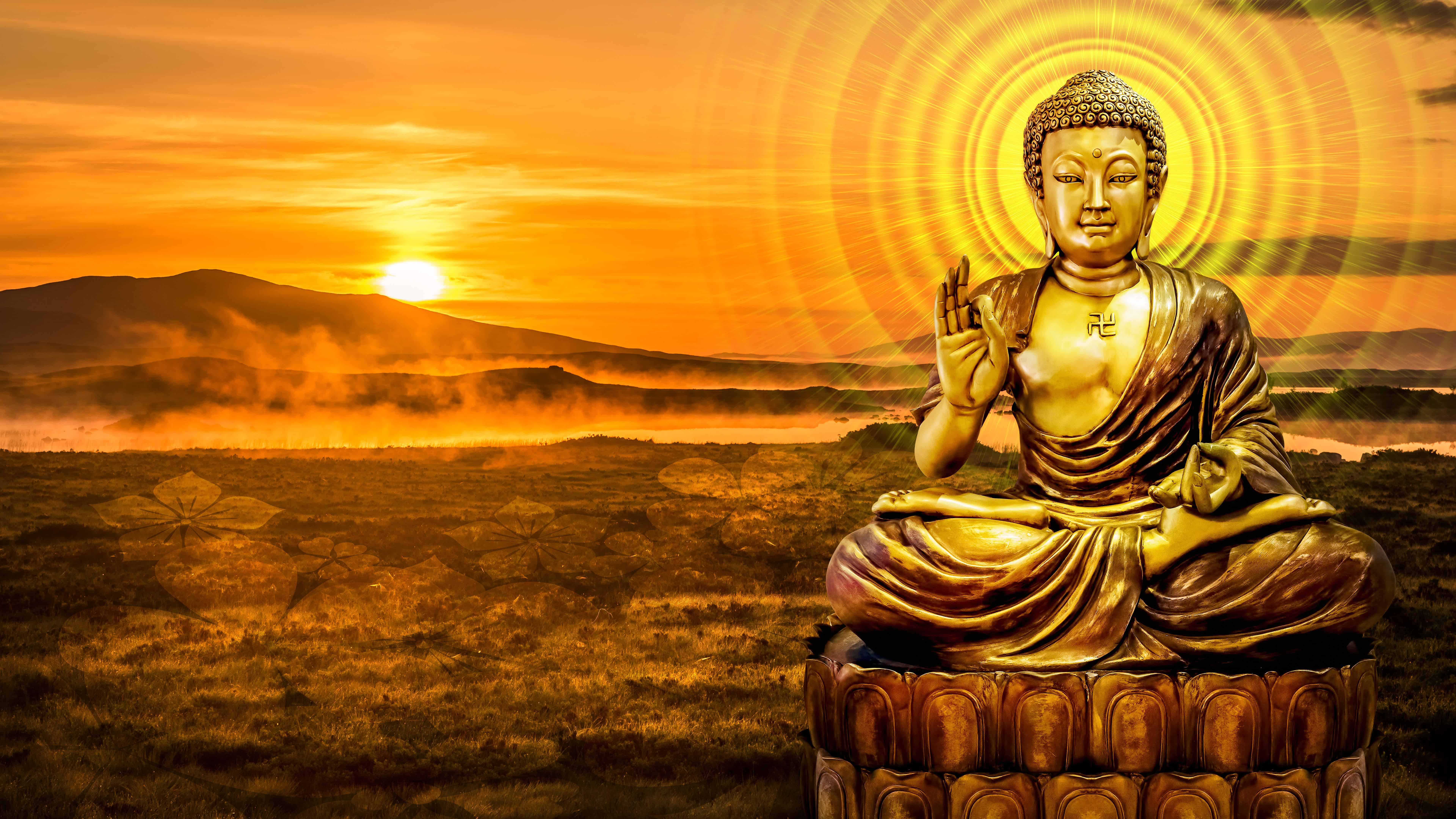  Buddha Hintergrundbild 7680x4320. Kostenlose Hintergrundbilder Goldene Buddha Statue Bei Sonnenuntergang, Bilder Für Ihren Desktop Und Fotos
