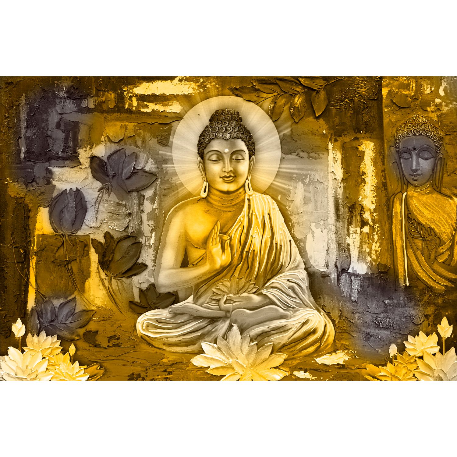  Buddha Hintergrundbild 1500x1500. Buddha with flowers Wallpaper