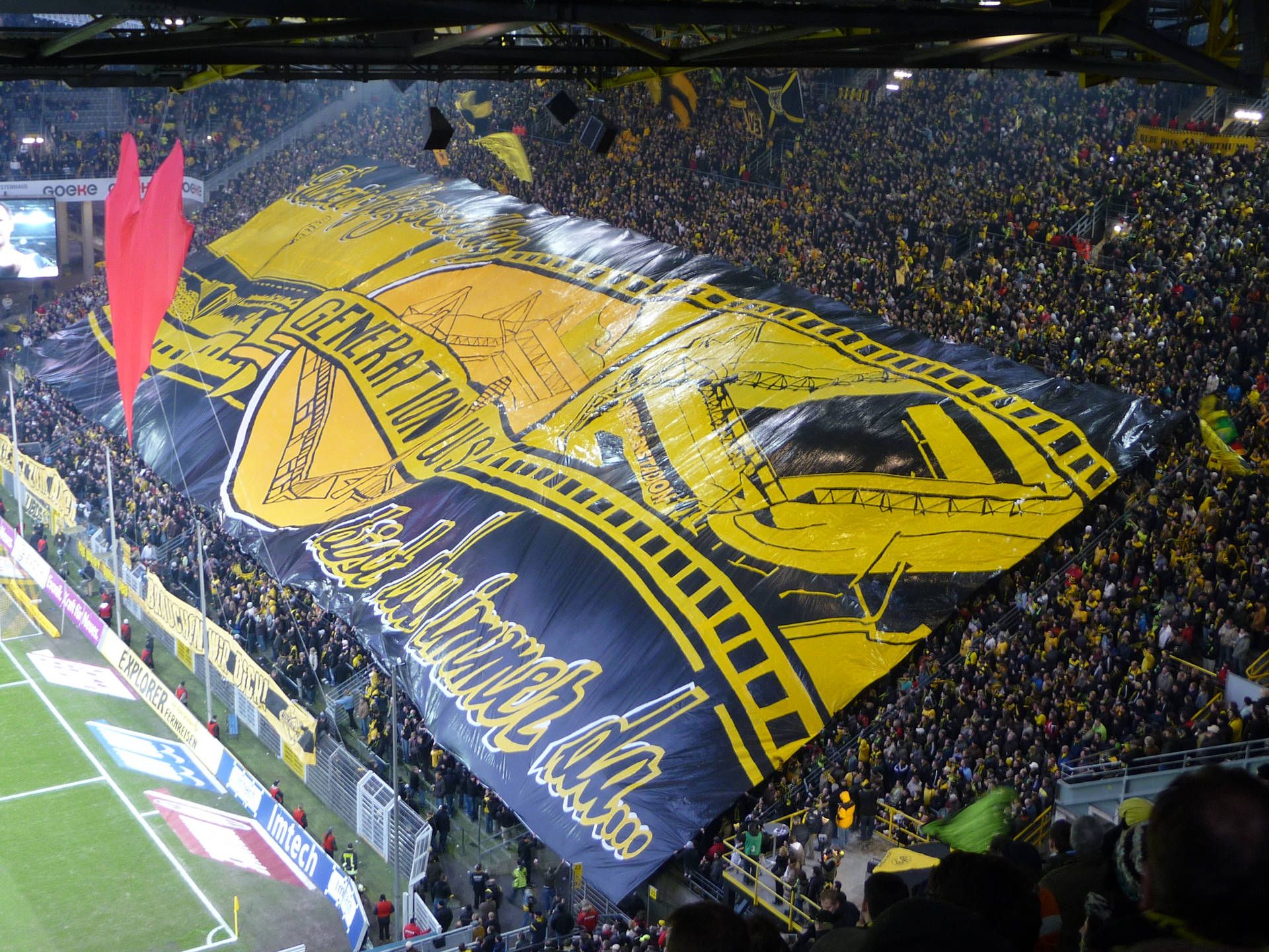  BVB HD Hintergrundbild 1920x1440. Download Borussia Dortmund Crowd HD Wallpaper