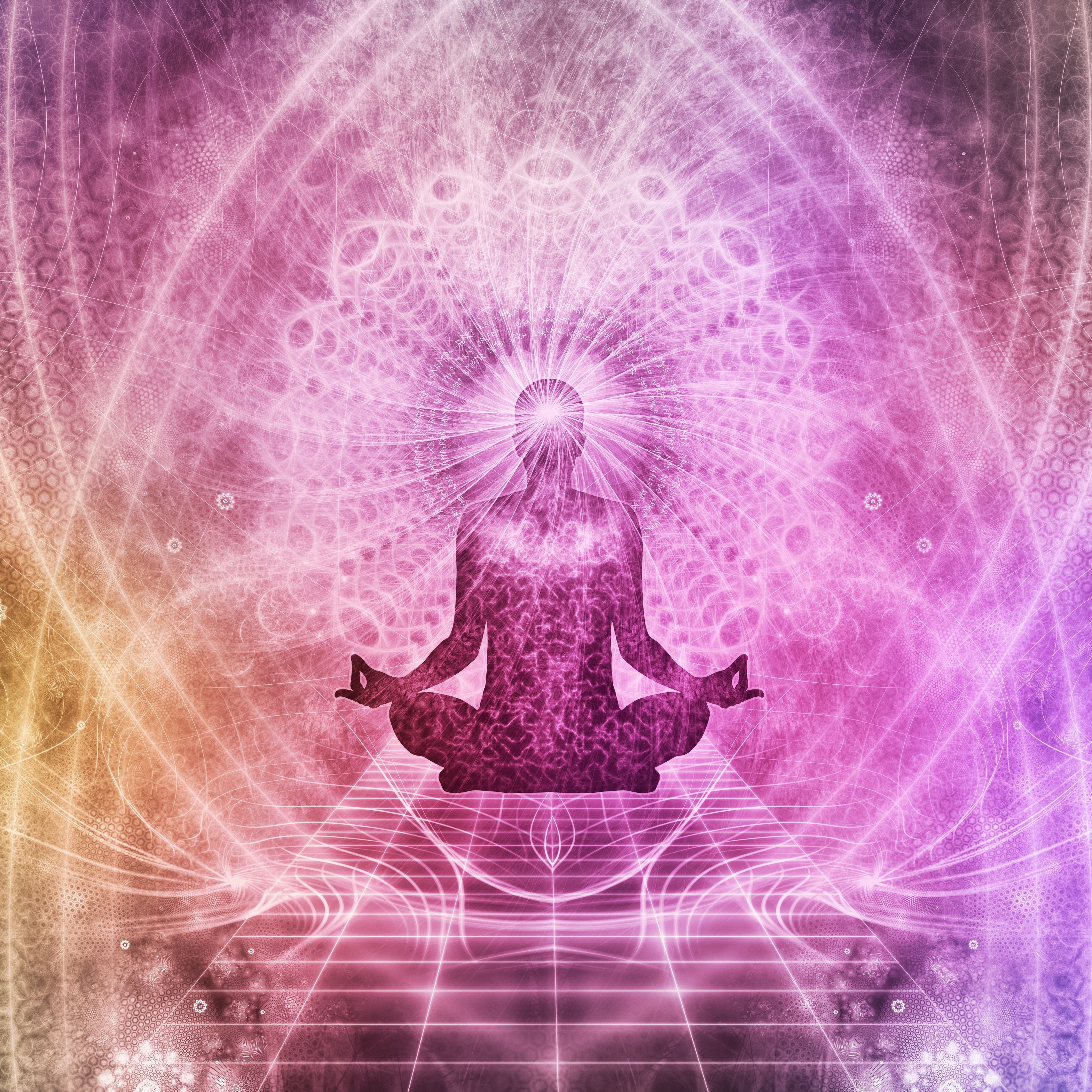  Chakra Hintergrundbild 3415x3415. Download wallpaper 3415x3415 meditation, chakra, aura, lotus, yoga, energy, buddhism, mandala, art ipad pro 12.9 retina for parallax HD background