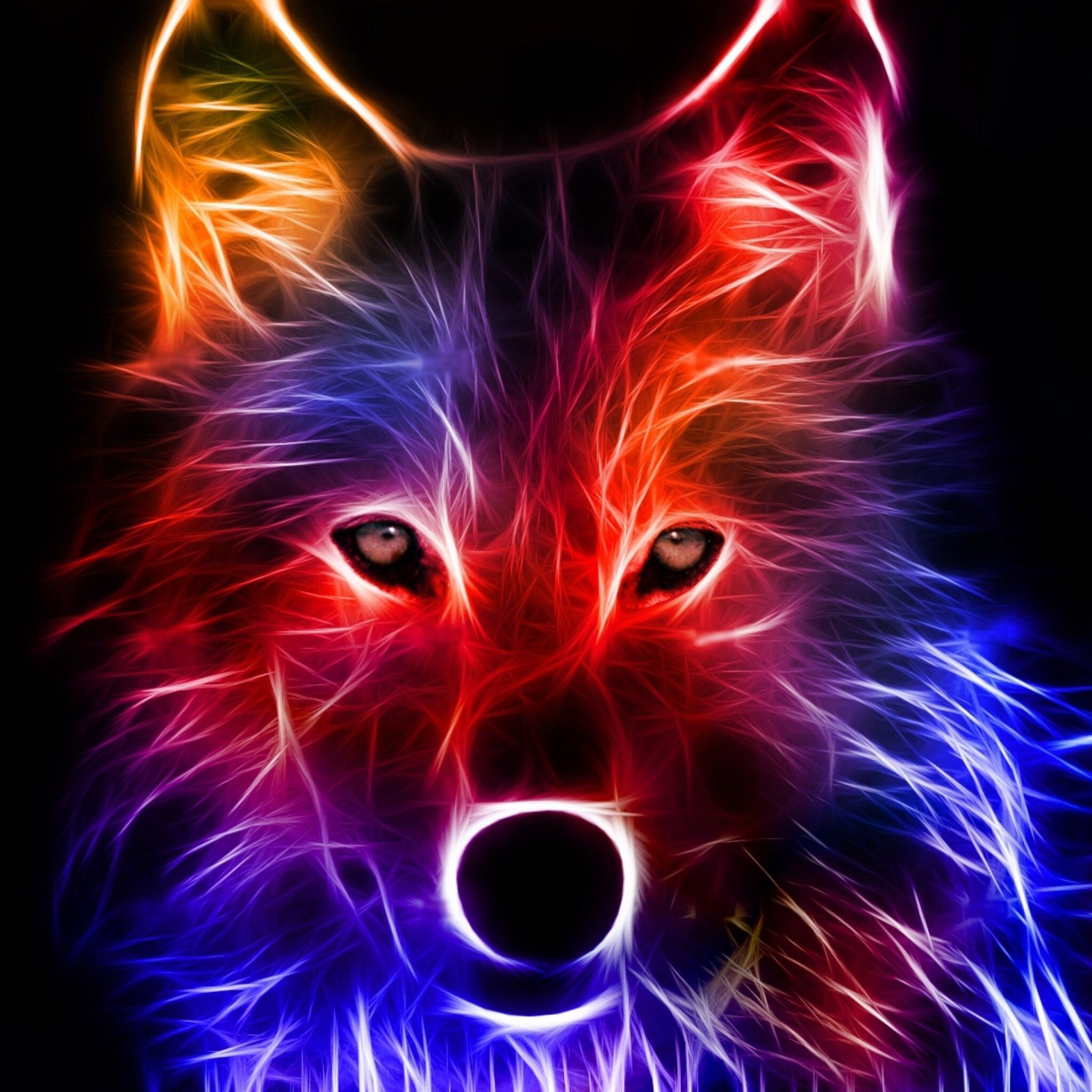  Coole Neon Hintergrundbild 2048x2048. Cool Neon Wolves Wallpaper