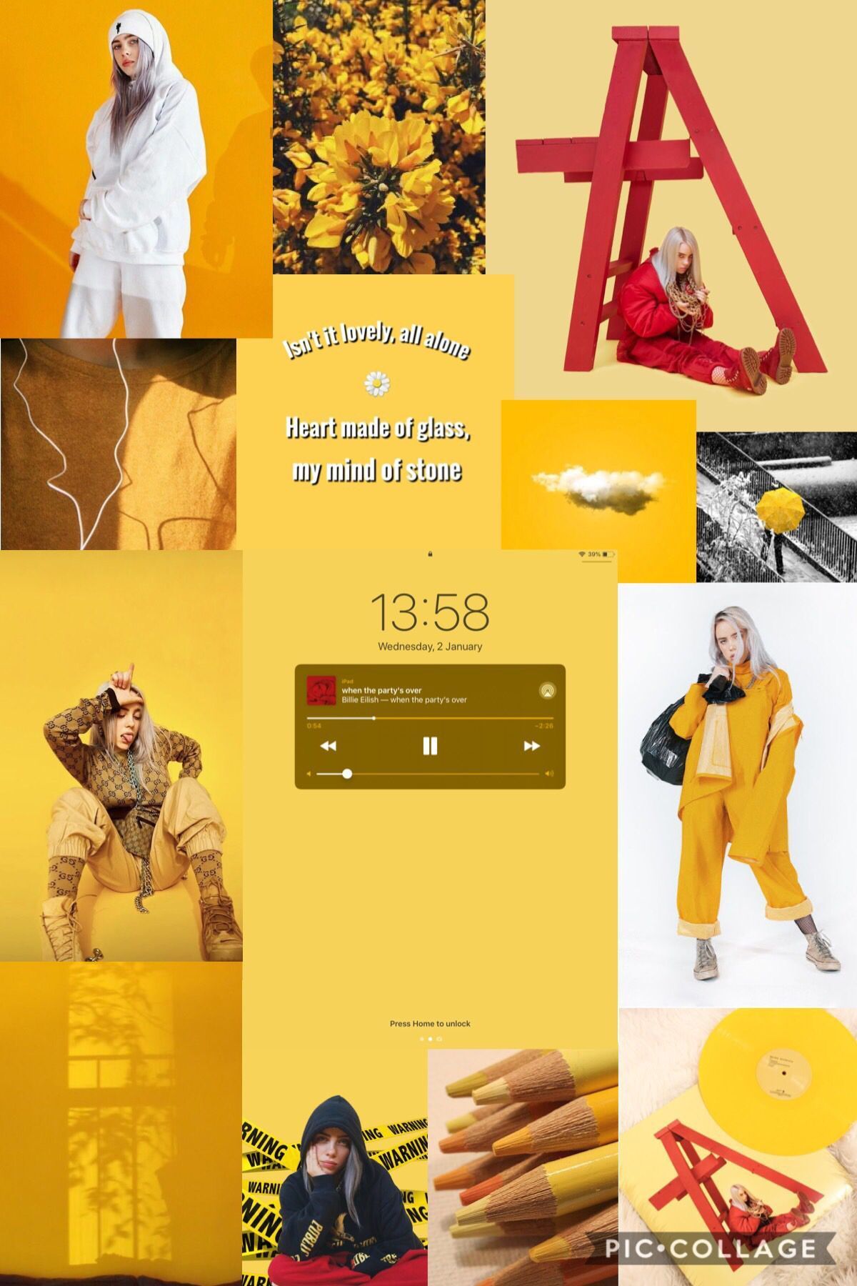  Billie Eilish Hintergrundbild 1200x1800. Billie Eilish Yellow Wallpaper