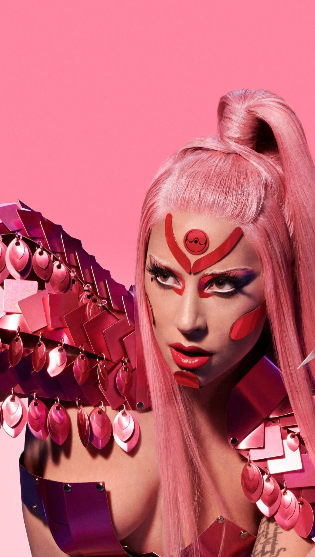  Lady Gaga Hintergrundbild 1086x1920. Download Lady Gaga Chromatica Pink Hair Wallpaper