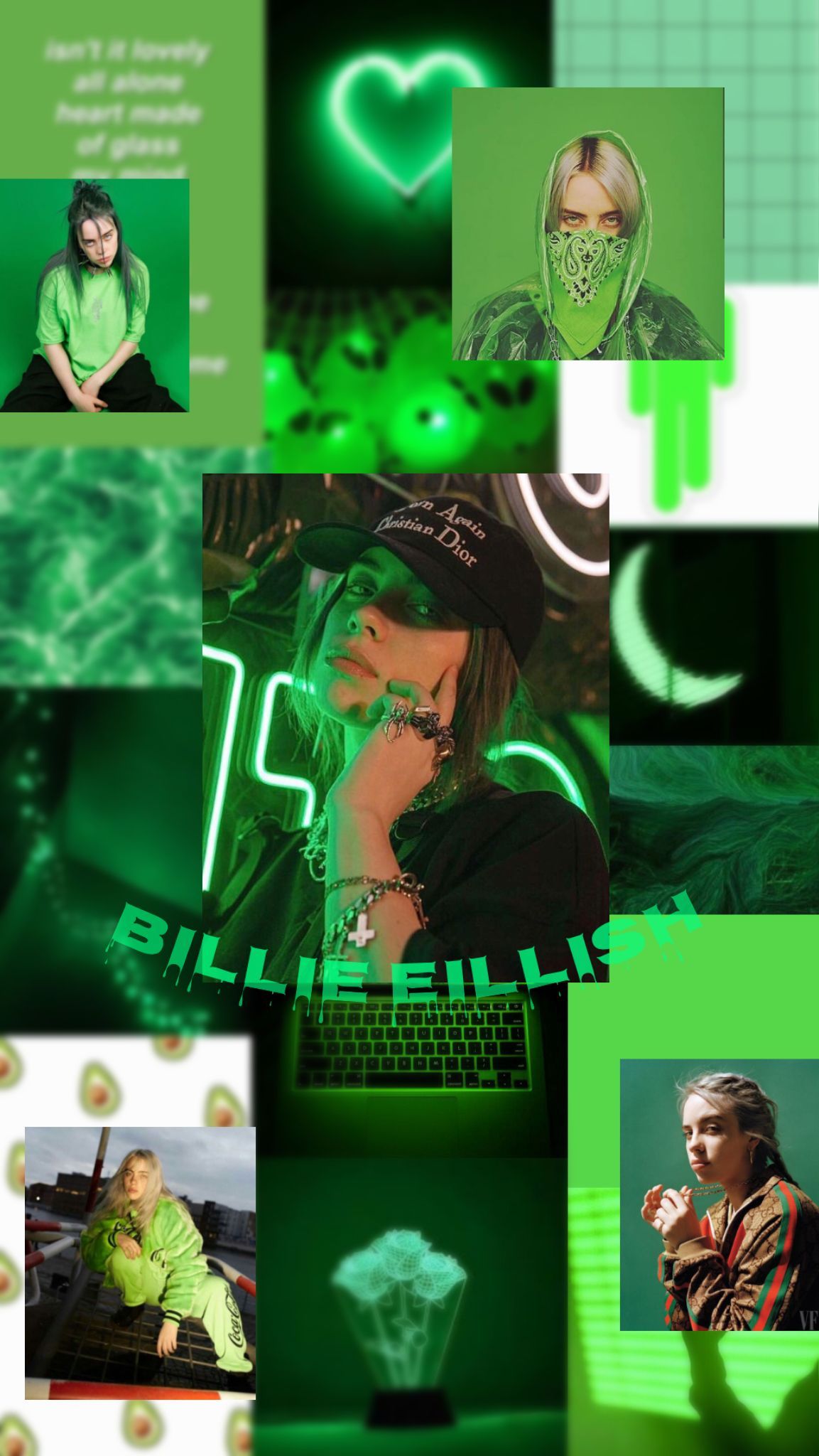 Billie Eilish Hintergrundbild 1153x2048. Billie Eilish Aesthetics Green Wallpaper