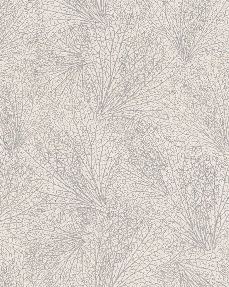 Creme Hintergrundbild 800x1000. Wallpaper leaf pattern cream silver metallic 31334