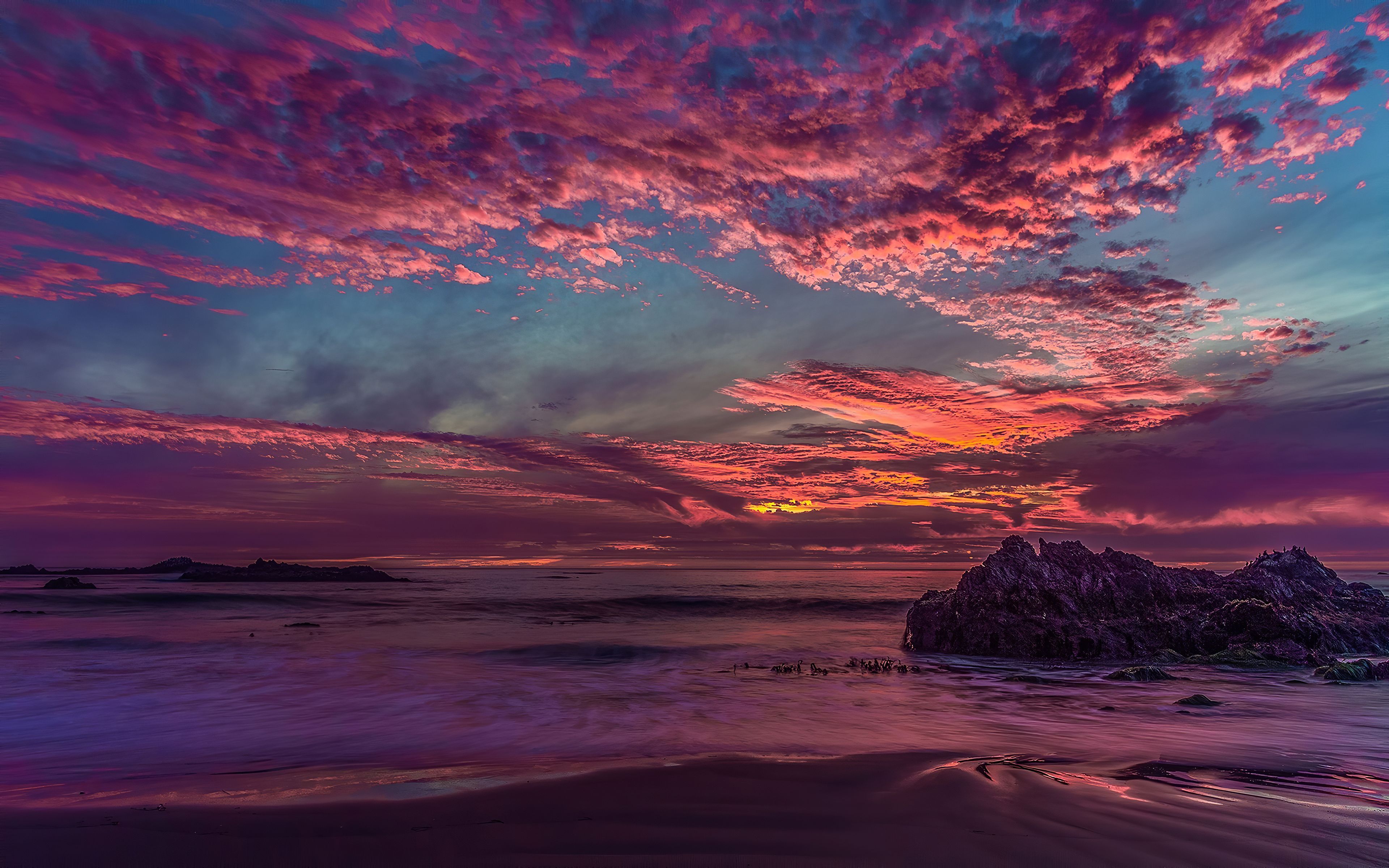  Strand Hintergrundbild 3840x2400. Kostenlose Hintergrundbilder Afterglow, Natur, Meer, Horizont, Cloud, Bilder Für Ihren Desktop Und Fotos