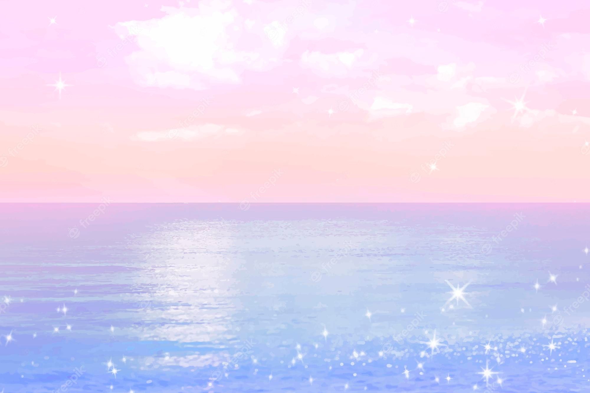  Ozean Hintergrundbild 2000x1333. Free Vector. Aesthetic ocean background, pastel glitter design vector