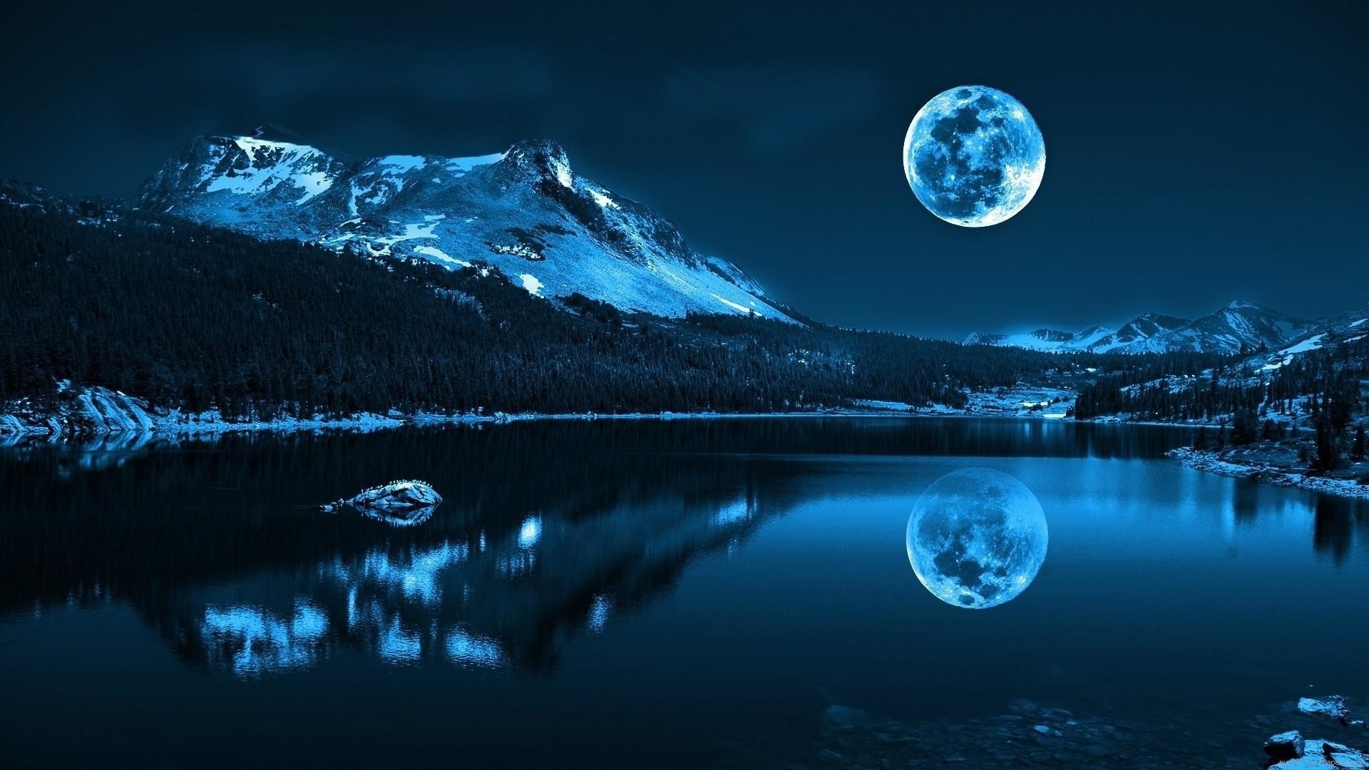  Das Beste Der Welt Hintergrundbild 1920x1080. Seenlandschaft unter dem Mond. Cool desktop background, HD wallpaper for laptop, Background desktop
