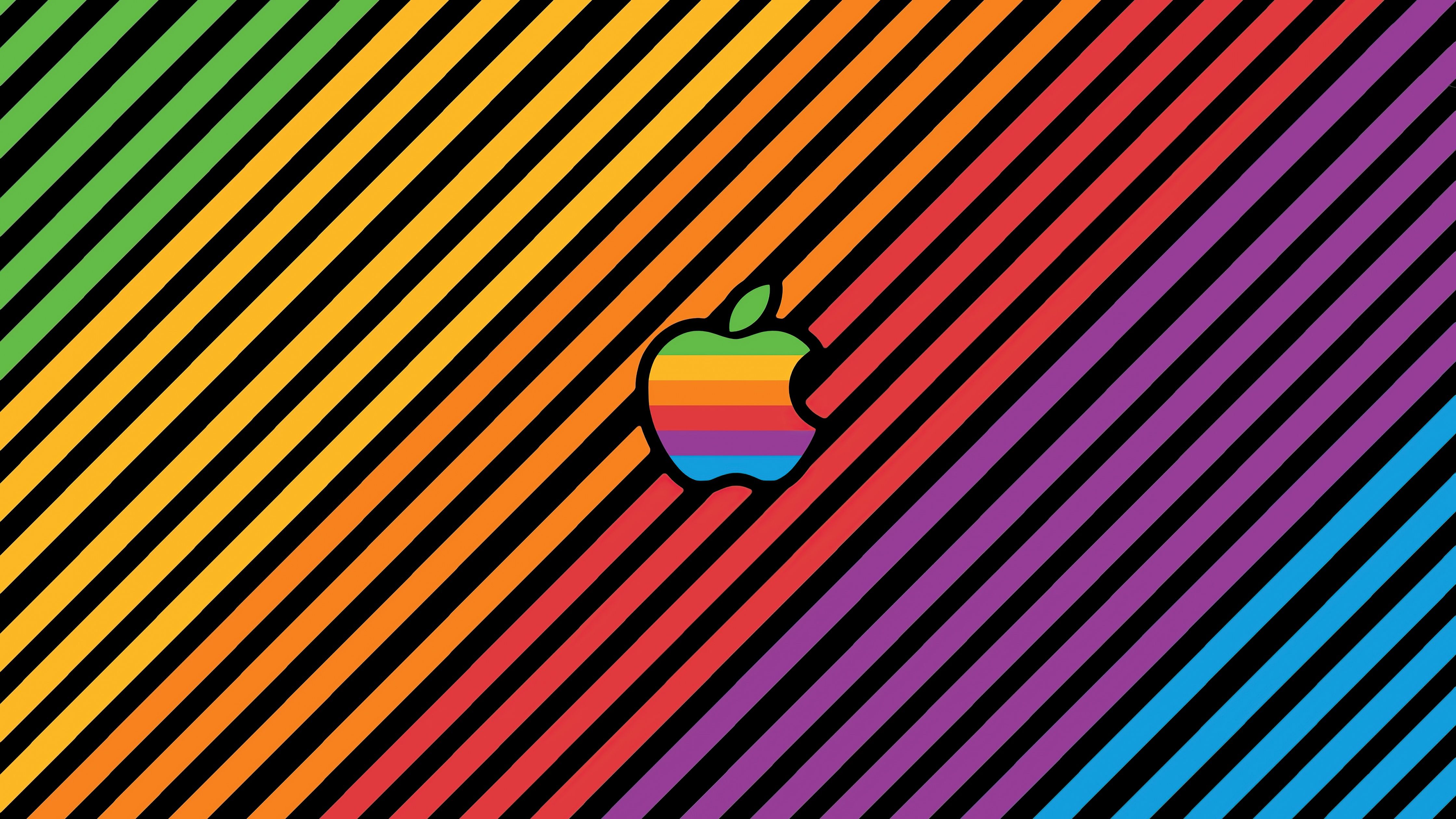 Apple Hintergrundbild 4480x2520. Apple Wallpaper 4K, Colorful, Stripes, Technology