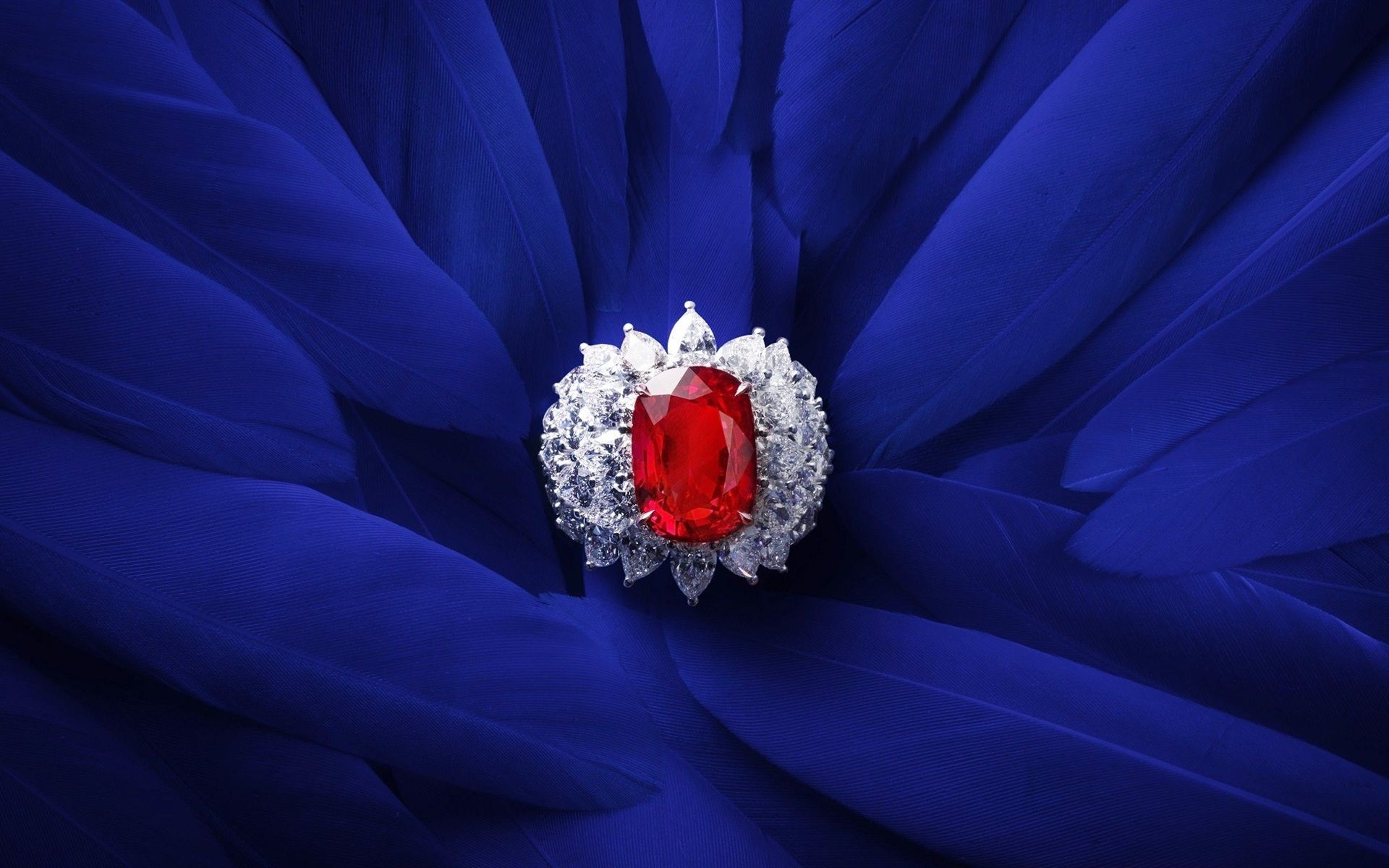  Diamant Hintergrundbild 1920x1200. Roter Rubin, Diamant, Ring, blaue Federn 1920x1200 HD Hintergrundbilder, HD, Bild