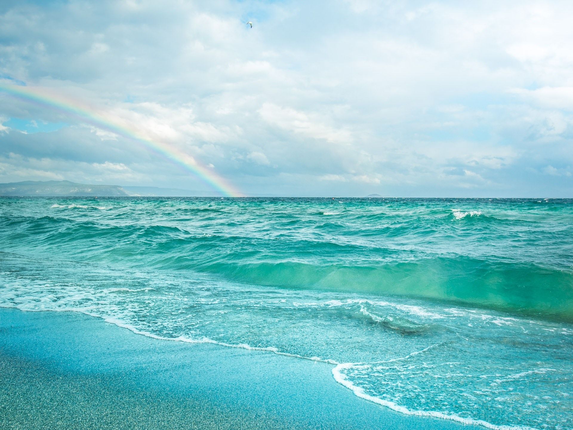  Die Besten Hintergrundbild 1920x1440. Blaues Meer, Strand, Wasserwellen, Regenbogen 1920x1440 HD Hintergrundbilder, HD, Bild