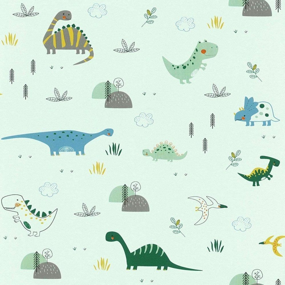  Dino Hintergrundbild 1000x1000. Rasch Bambino Dinosaurs Wallpaper Childrens Room Nursery Dino T Rex Blue 249330