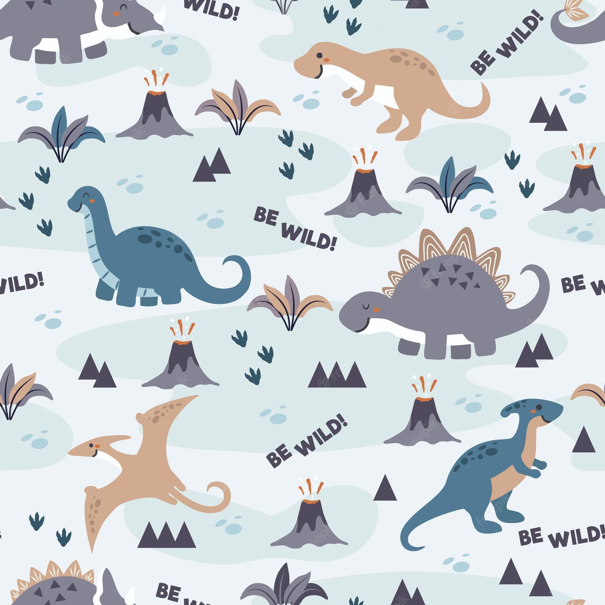  Dino Hintergrundbild 2000x2000. Premium Vector. Seamless pattern cute dino family design for background wallpaper clothing wrapping fabric