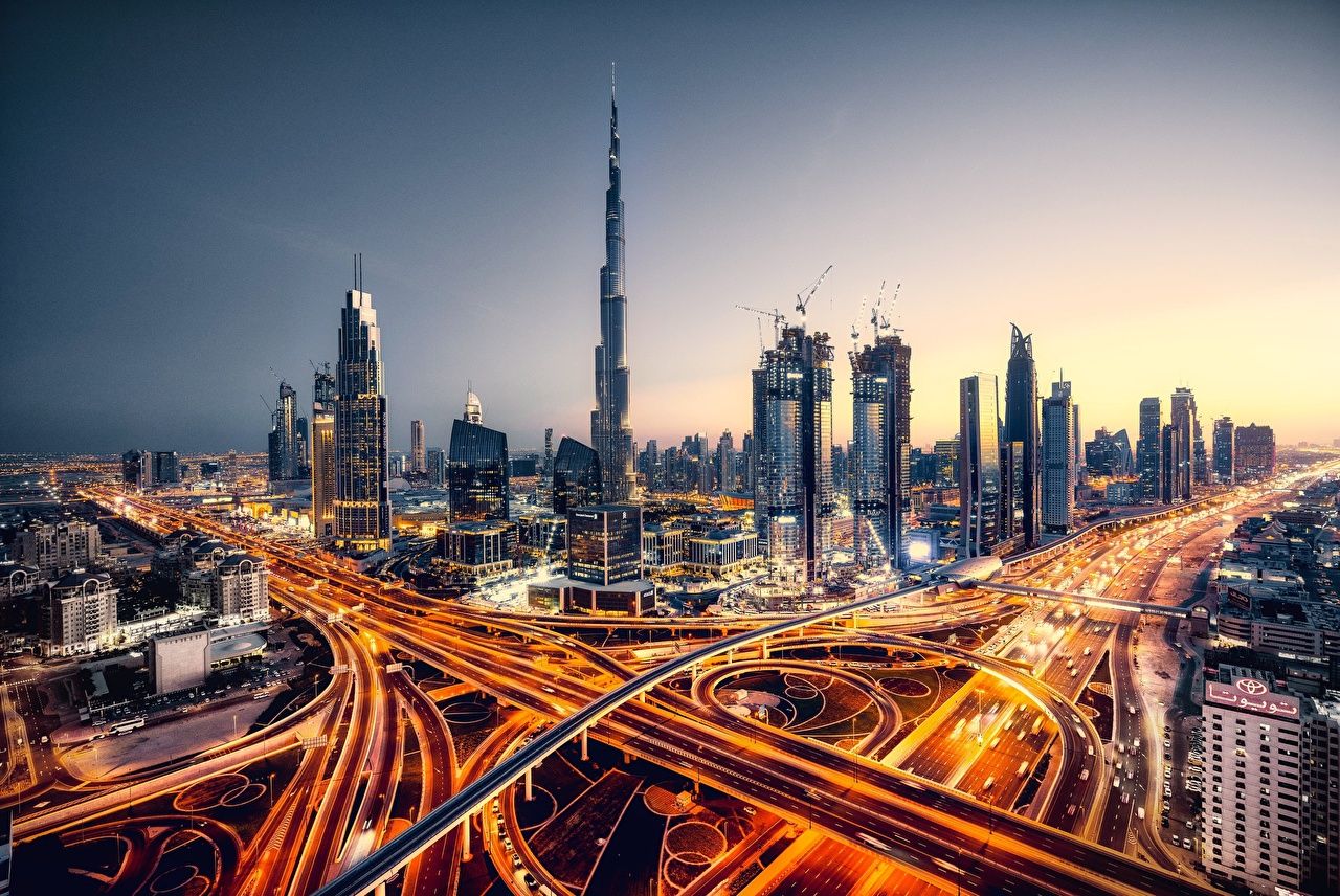  Dubai Hintergrundbild 1280x856. Bilder von Dubai VAE Wege Abend Wolkenkratzer Städte Gebäude