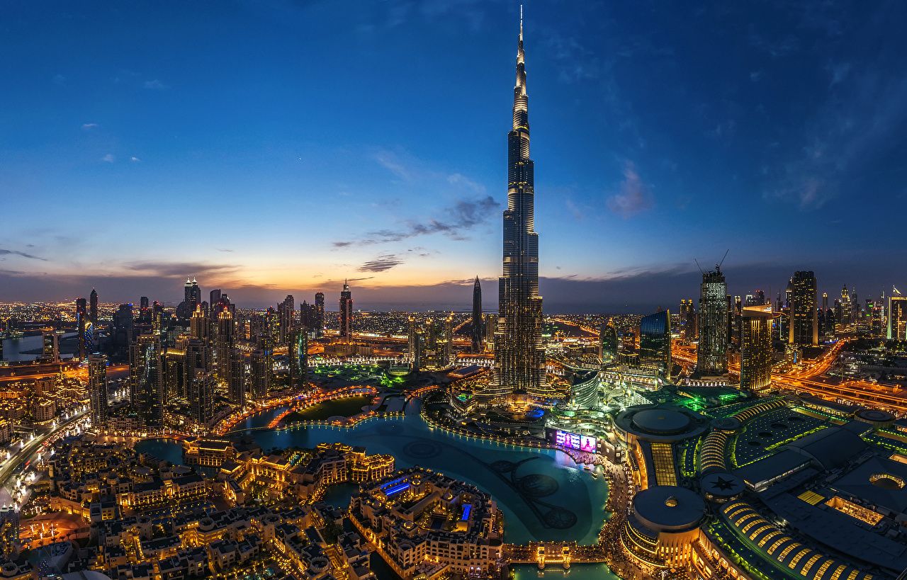  Dubai Hintergrundbild 1280x819. Foto Dubai VAE Burj Khalifa Himmel Wolkenkratzer Städte