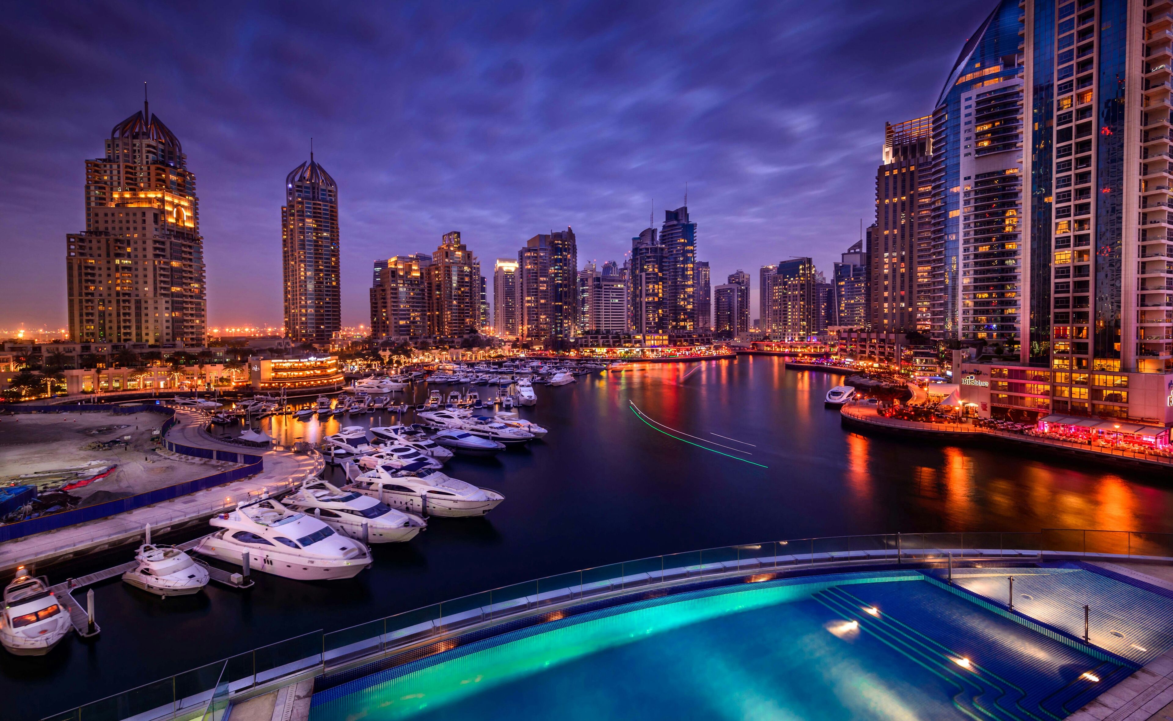  Dubai Hintergrundbild 3840x2360. 4K, Dubai Marina, Canal city, Nightscape Gallery HD Wallpaper