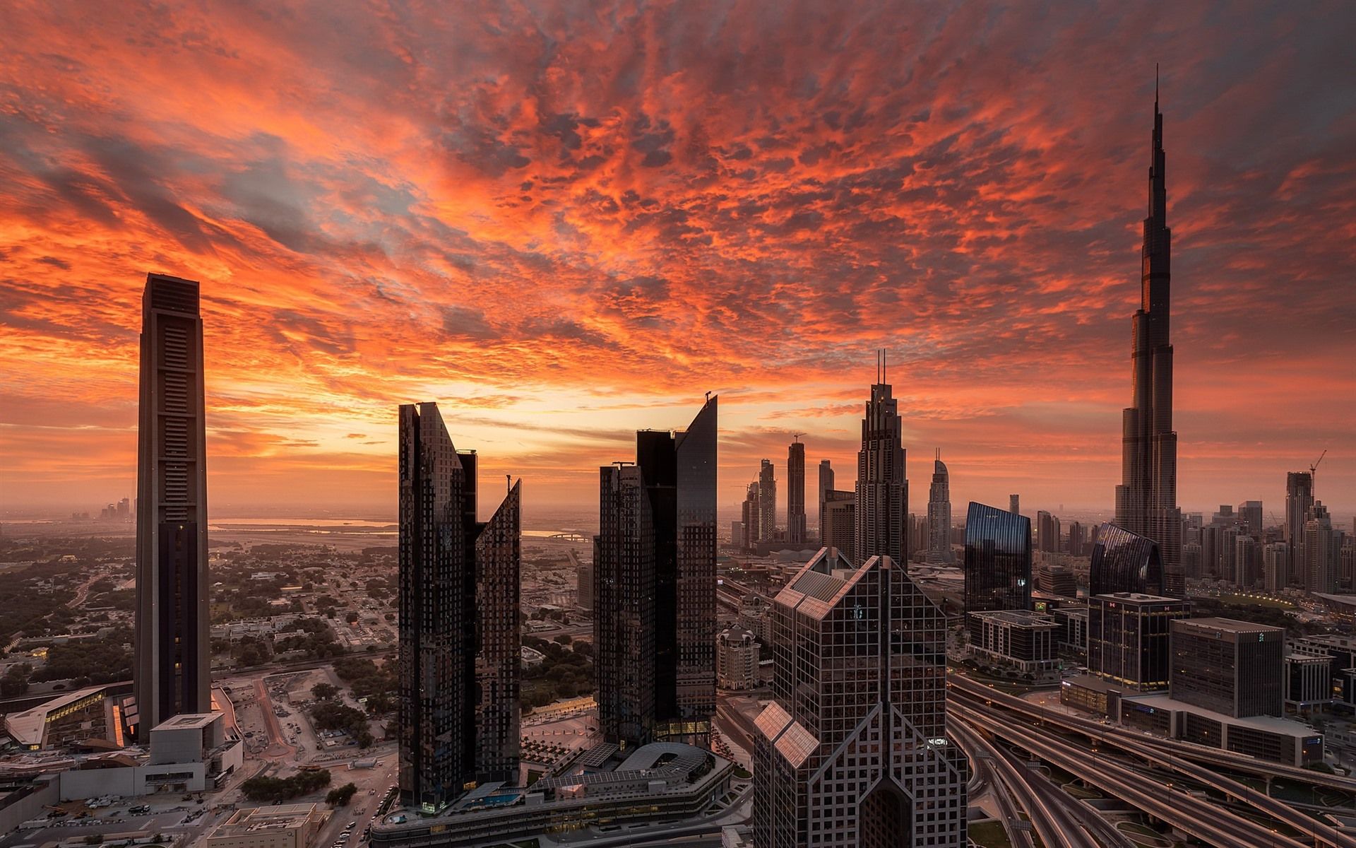 Dubai Hintergrundbild 1920x1200. Dubai, Wolkenkratzer, roter Himmel, Wolken, Sonnenuntergang 1920x1200 HD Hintergrundbilder, HD, Bild