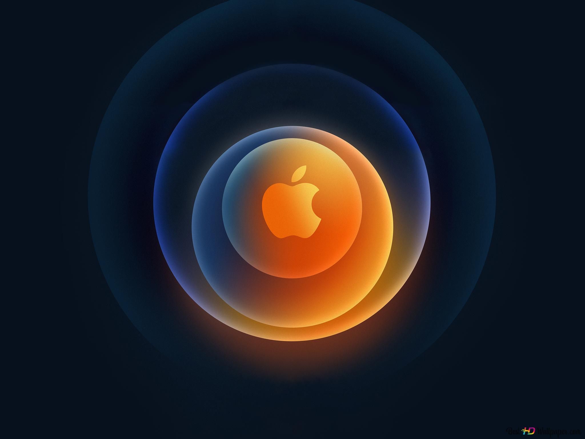  Farbiges Hintergrundbild 2048x1536. Farbiges Kreisförmiges Apple Logo 4K Hintergrundbild Herunterladen