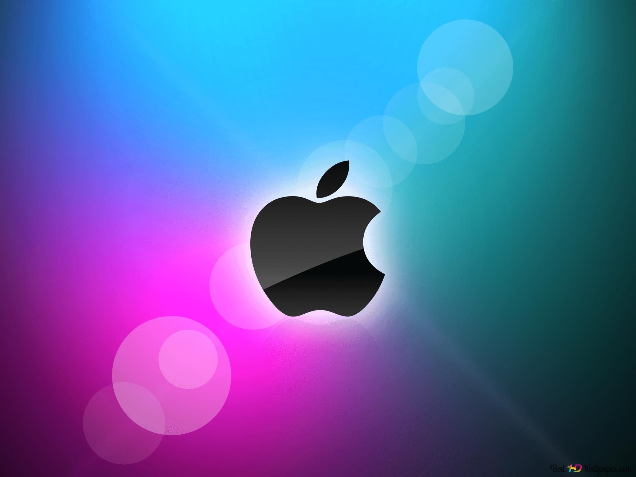  Farbiges Hintergrundbild 2048x1536. Schwarzes Apple Logo Auf Farbigem Hintergrund 2K Hintergrundbild Herunterladen