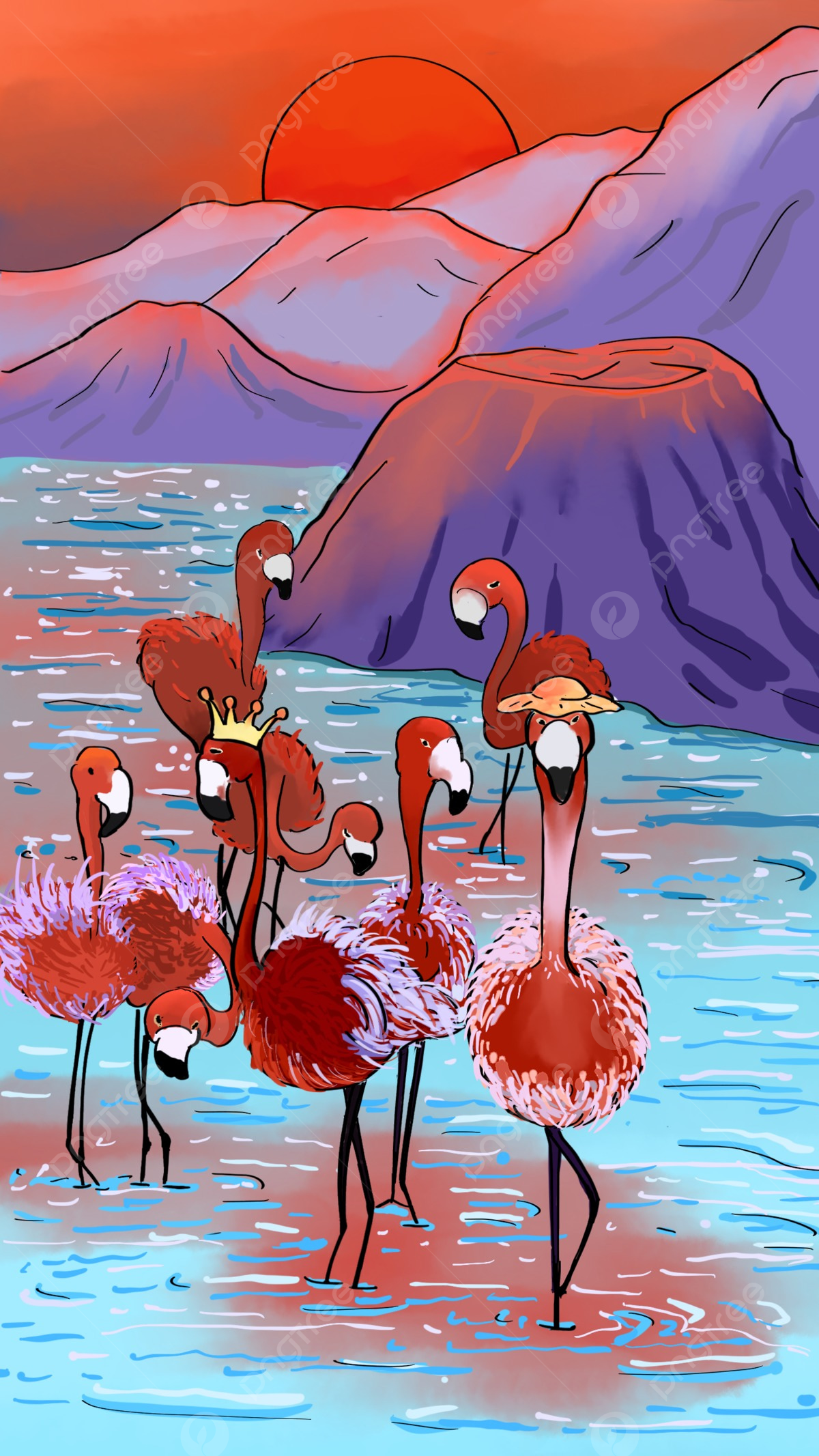  Flamingo Hintergrundbild 1200x2133. Flamingo Illustration Tapete H5 Hintergrundbild Hintergrundbild zum kostenlosen Download