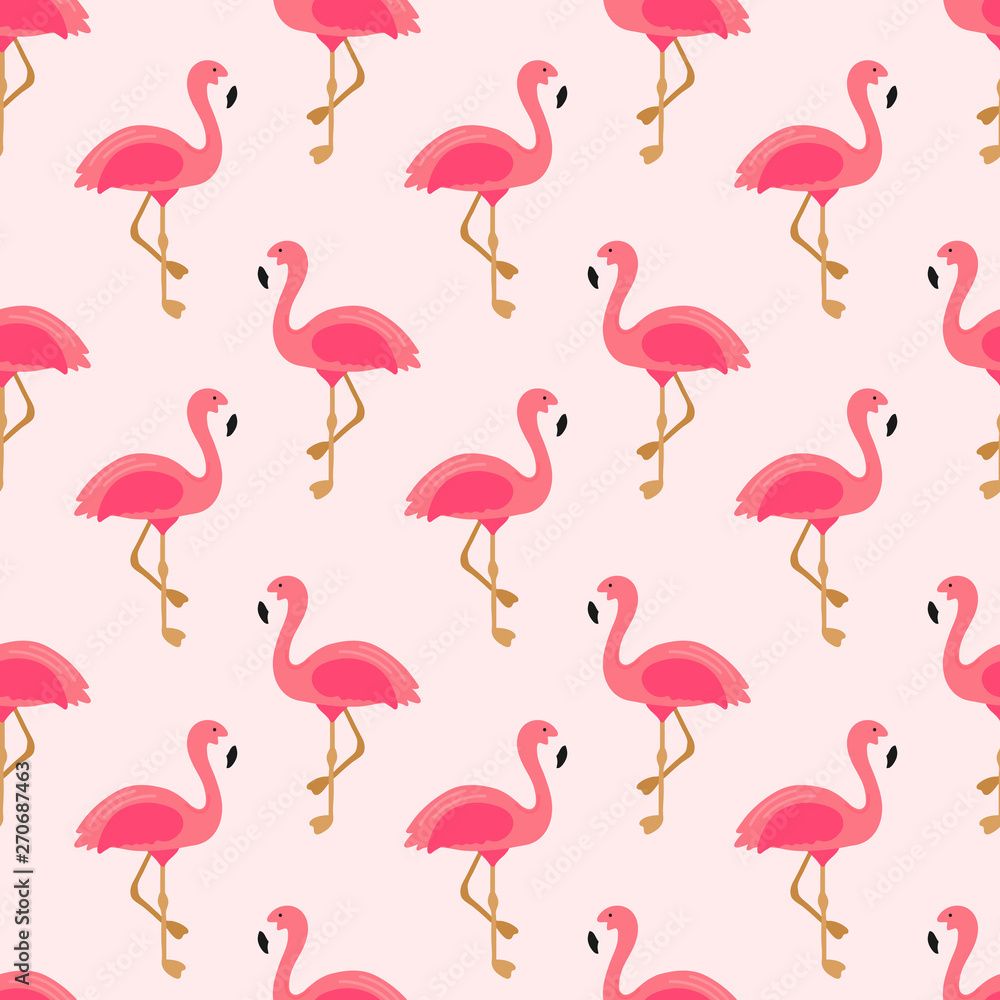  Flamingo Hintergrundbild 1000x1000. Flamingo Seamless Pattern. Exotic Hawaii Art Design For Fabric, Textile, Decor, Banner. Pink Background With Cute Flamingo. Tropical Trendy Wallpaper. Vector Illustration Stock Vektorgrafik