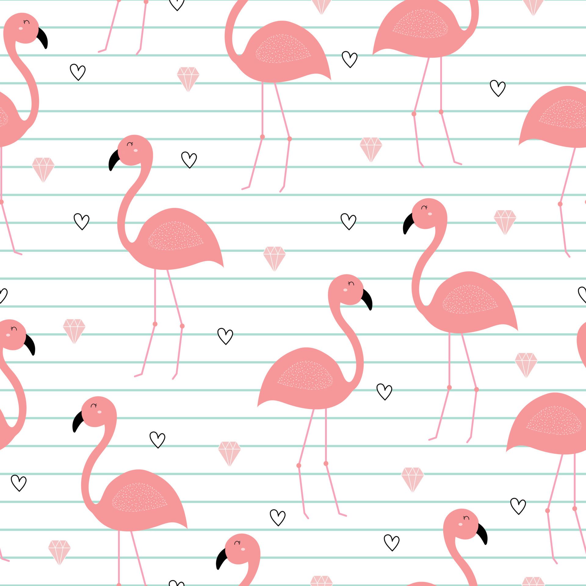  Flamingo Hintergrundbild 1920x1920. Nahtlose Muster Rosa Flamingo Hintergrundbild Niedlichen Cartoon Tier Figuren Mit Herz Icon Und Kleinen Diamanten Design Ideen Auf Notebook Muster Vektor Illustration 6873168 Vektor Kunst Bei Vecteezy