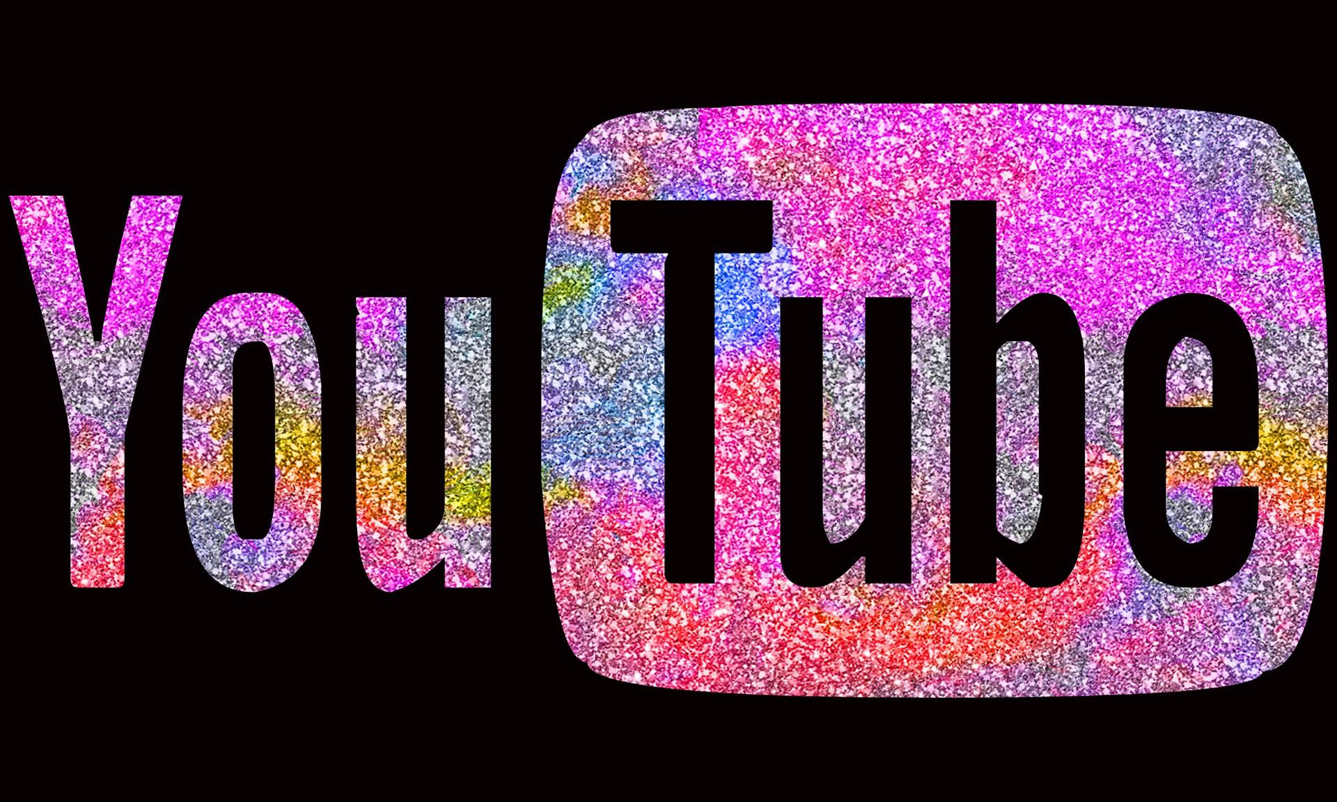  Youtube Hintergrundbild 1920x1152. Download Aesthetic Youtube Colourful Glitter Logo Wallpaper