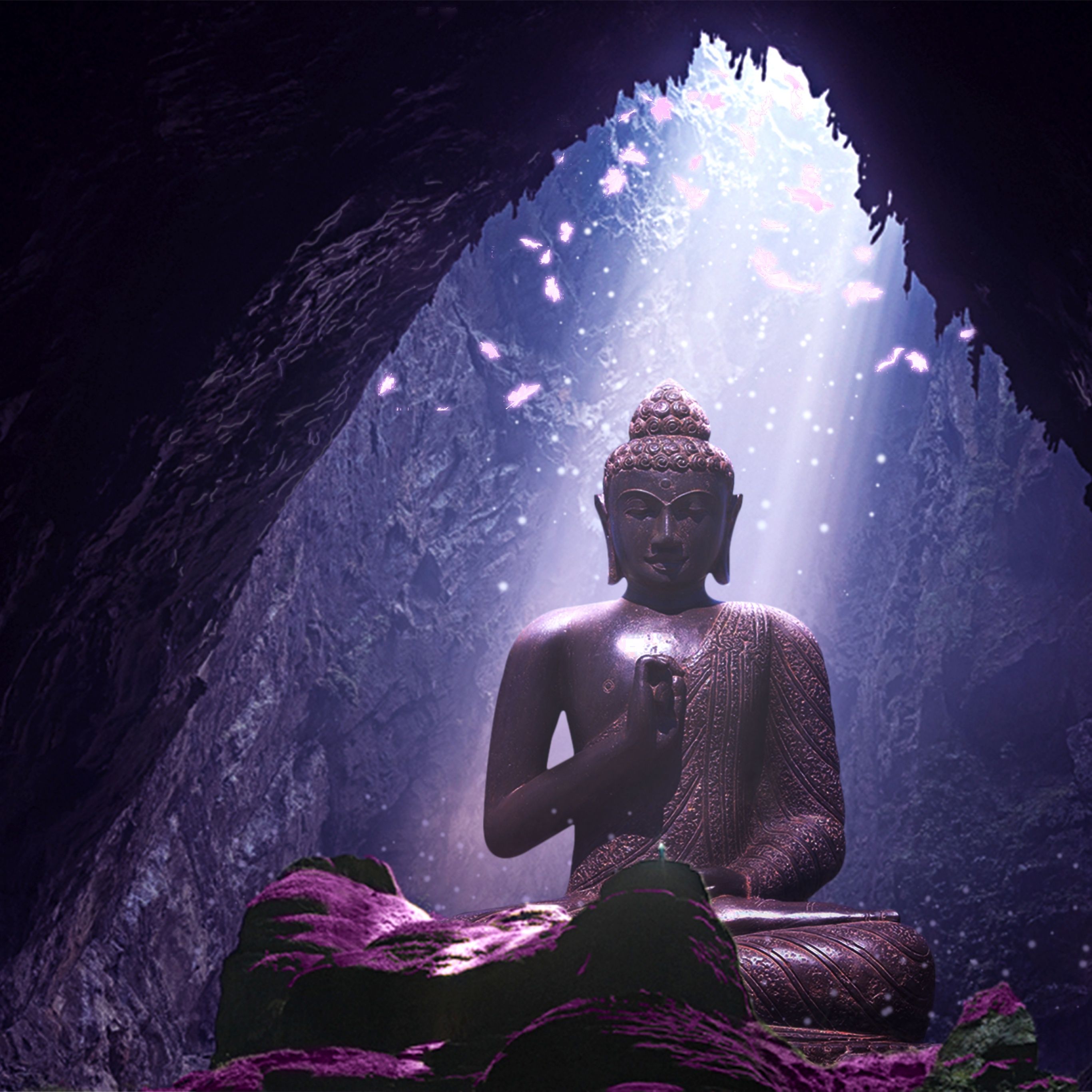  Buddhismus Hintergrundbild 2732x2732. Lord Buddha Wallpaper 4K, Statue, Cave, Sunlight, Fantasy