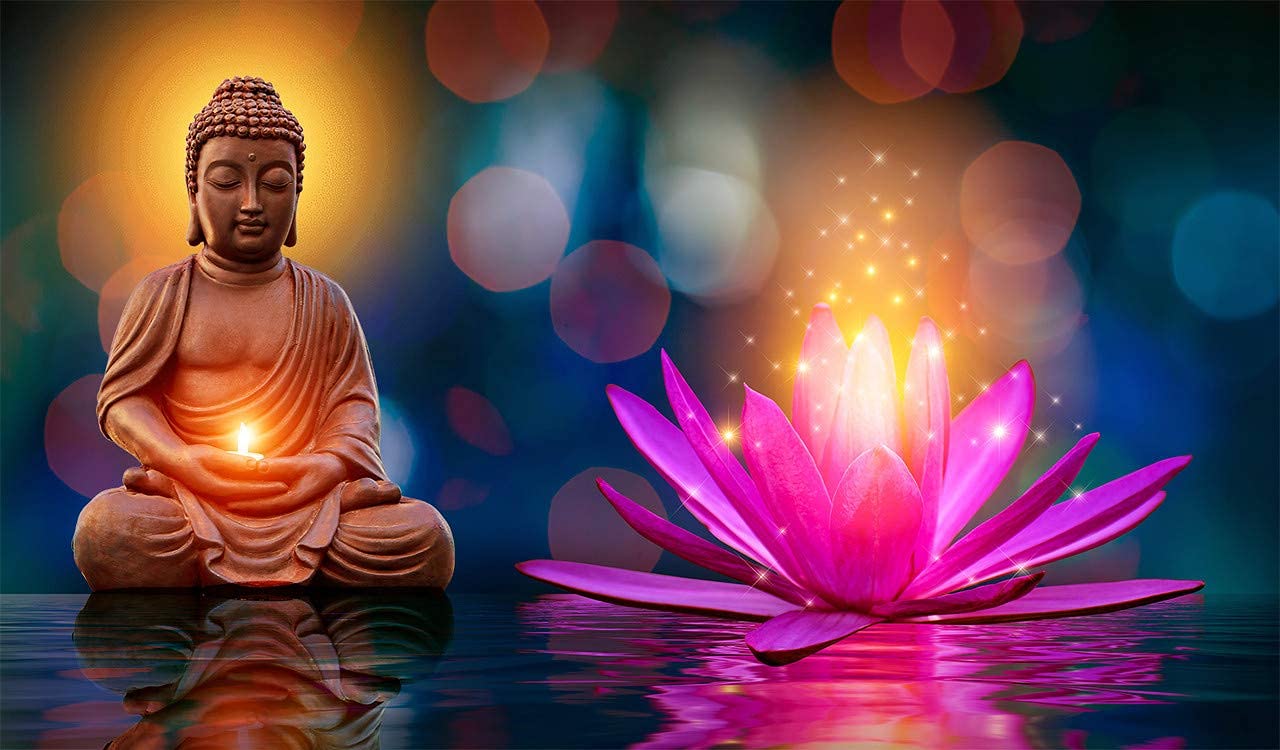  Buddhismus Hintergrundbild 1280x750. Buy Kayra Decor PVC Lord Buddha With Lotus 3D Wallpaper Indoor Wall Mural (60 X 84) Inch (ABUDDHA06 3) Online At Low Prices In India